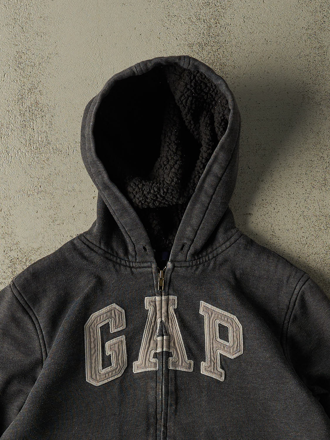 Vintage Y2K Grey Gap Fleece Lined Zip Up Heavyweight Hoodie (XS)