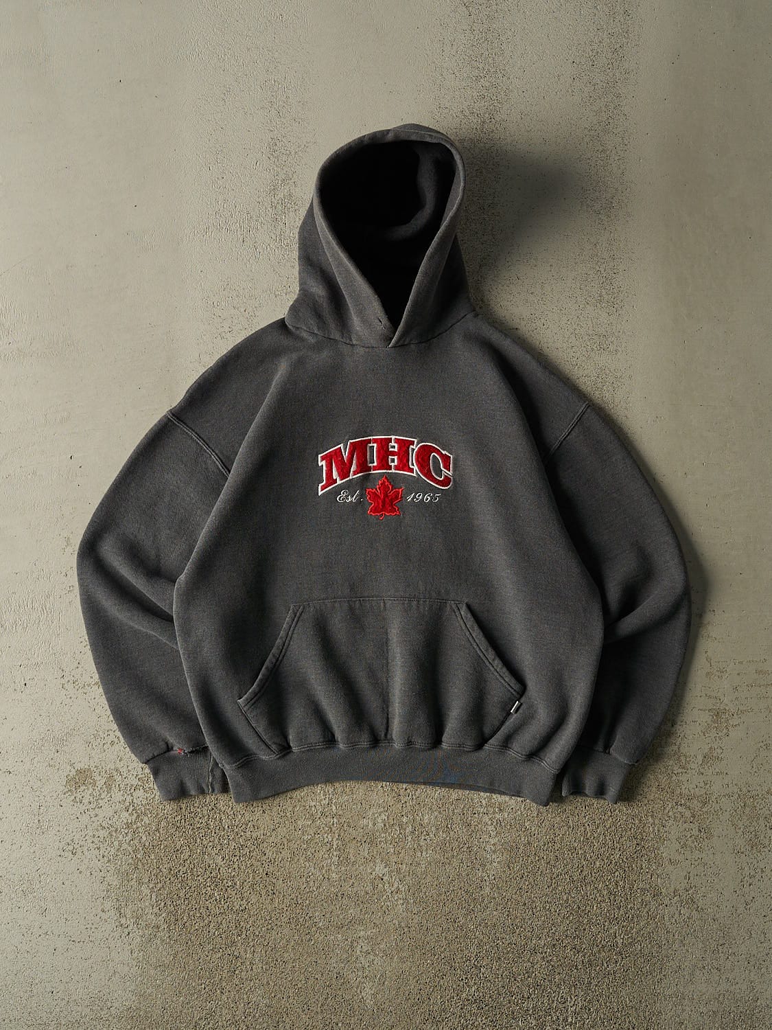Vintage 90s Charcoal Grey Russell Athletic MHC Hoodie (M/L)