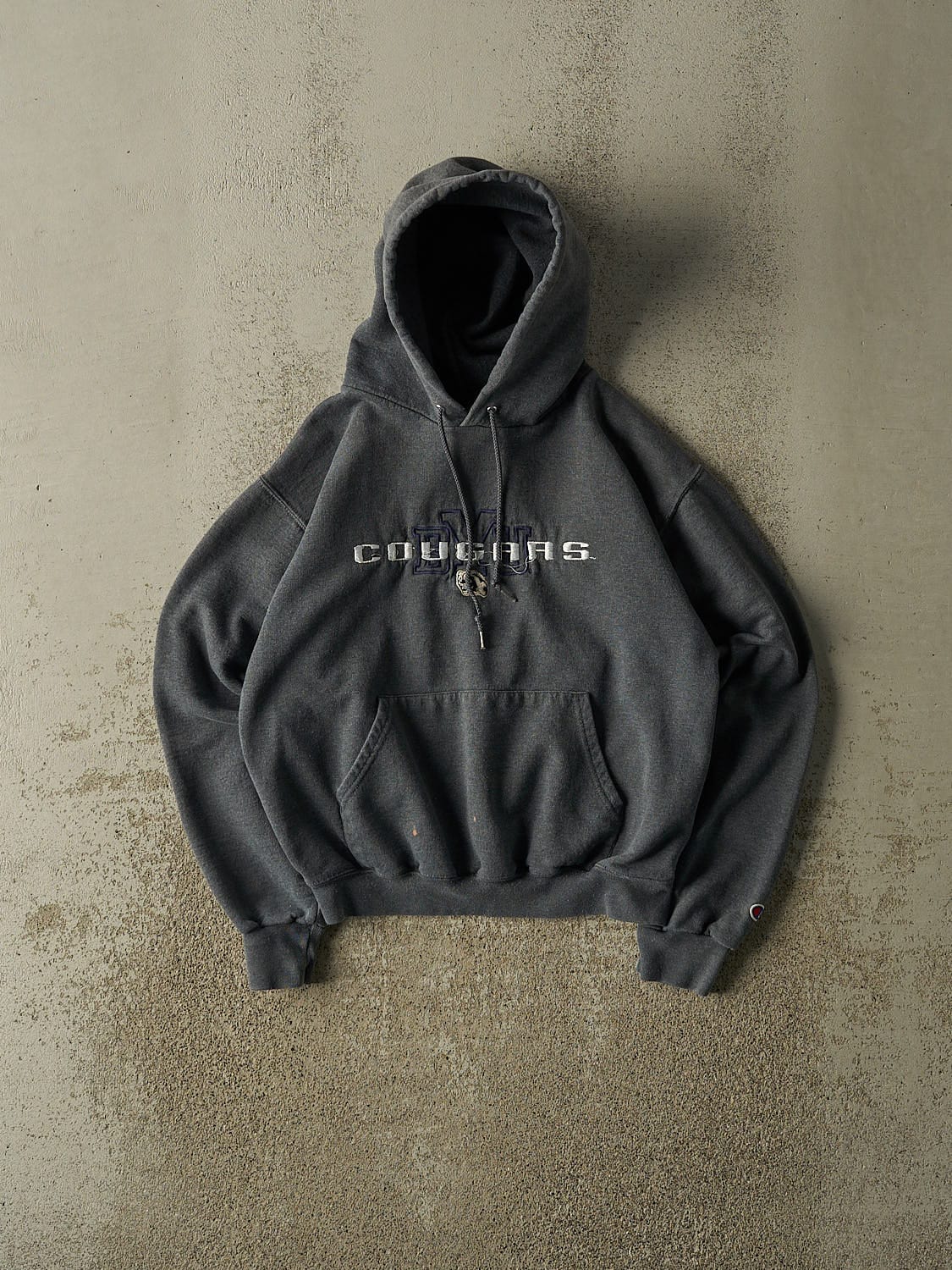 Vintage 90s Charcoal Grey BYU Cougars Champion Hoodie (XXS/XS)