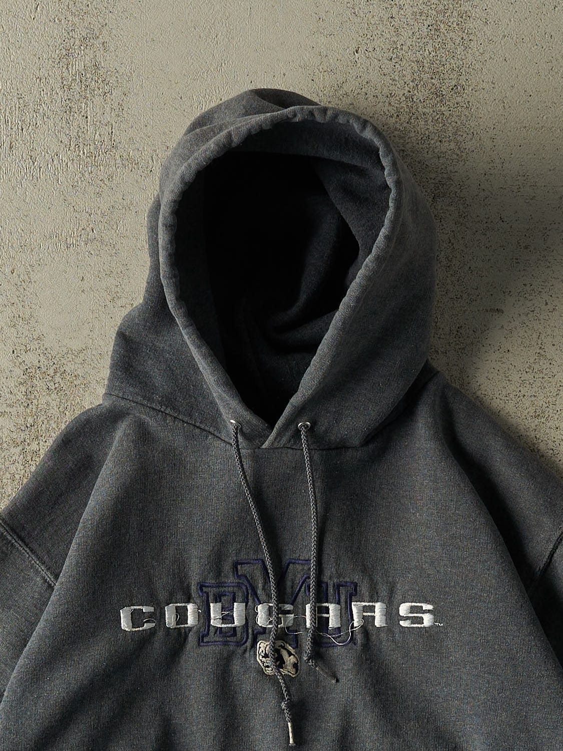 Vintage 90s Charcoal Grey BYU Cougars Champion Hoodie (XXS/XS)