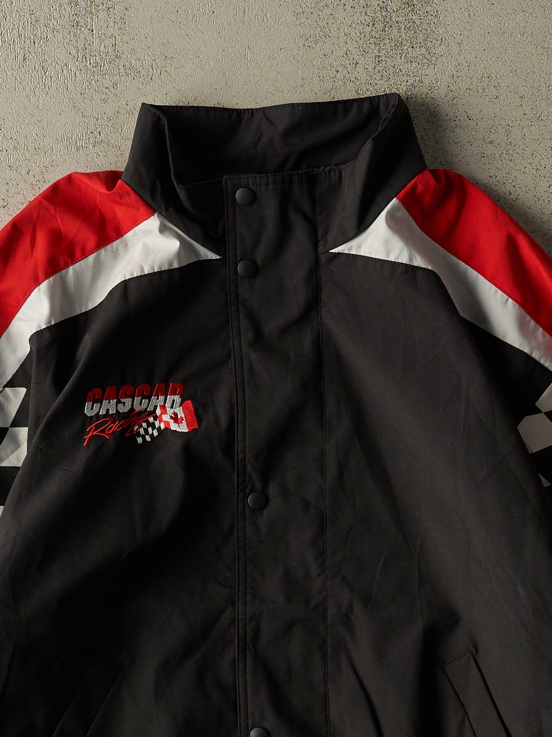 Vintage 90s Black Cascar Racing Embroidered Jacket (L/XL)