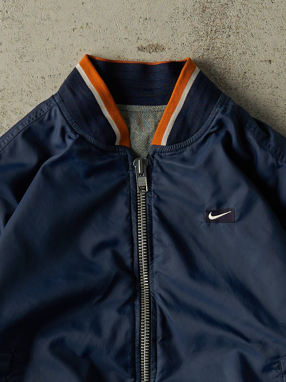 Vintage Y2K Navy Blue Nike Reversible Bomber Windbreaker Jacket (XS/S)