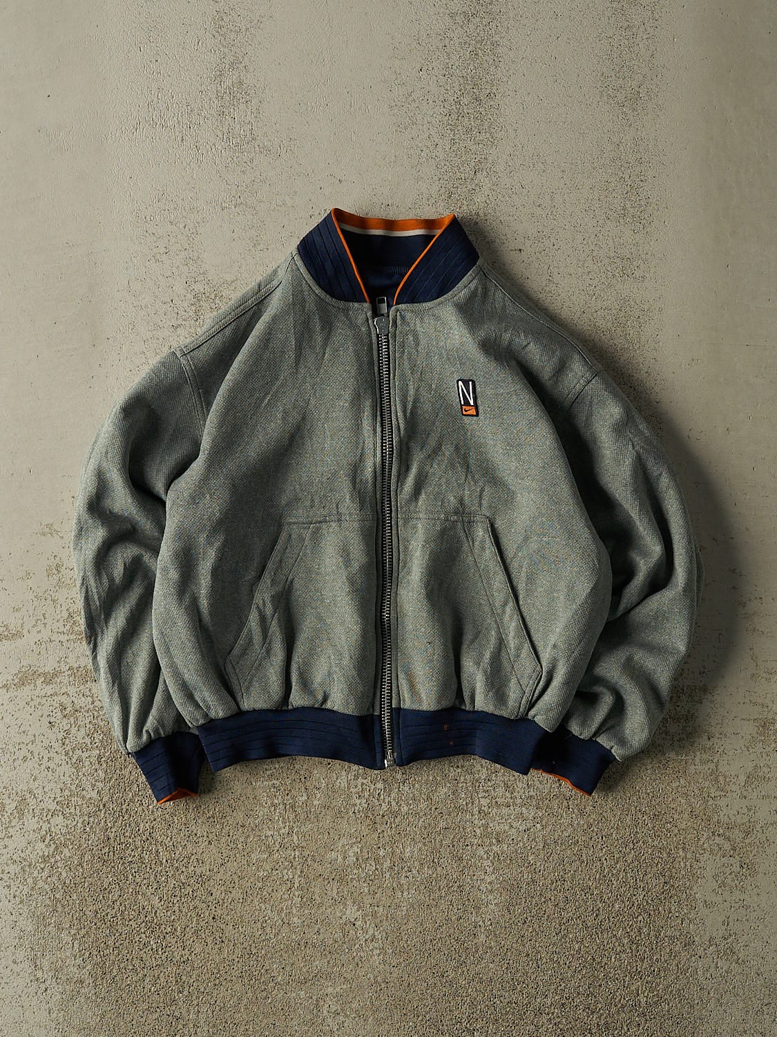 Vintage Y2K Navy Blue Nike Reversible Bomber Windbreaker Jacket (XS/S)