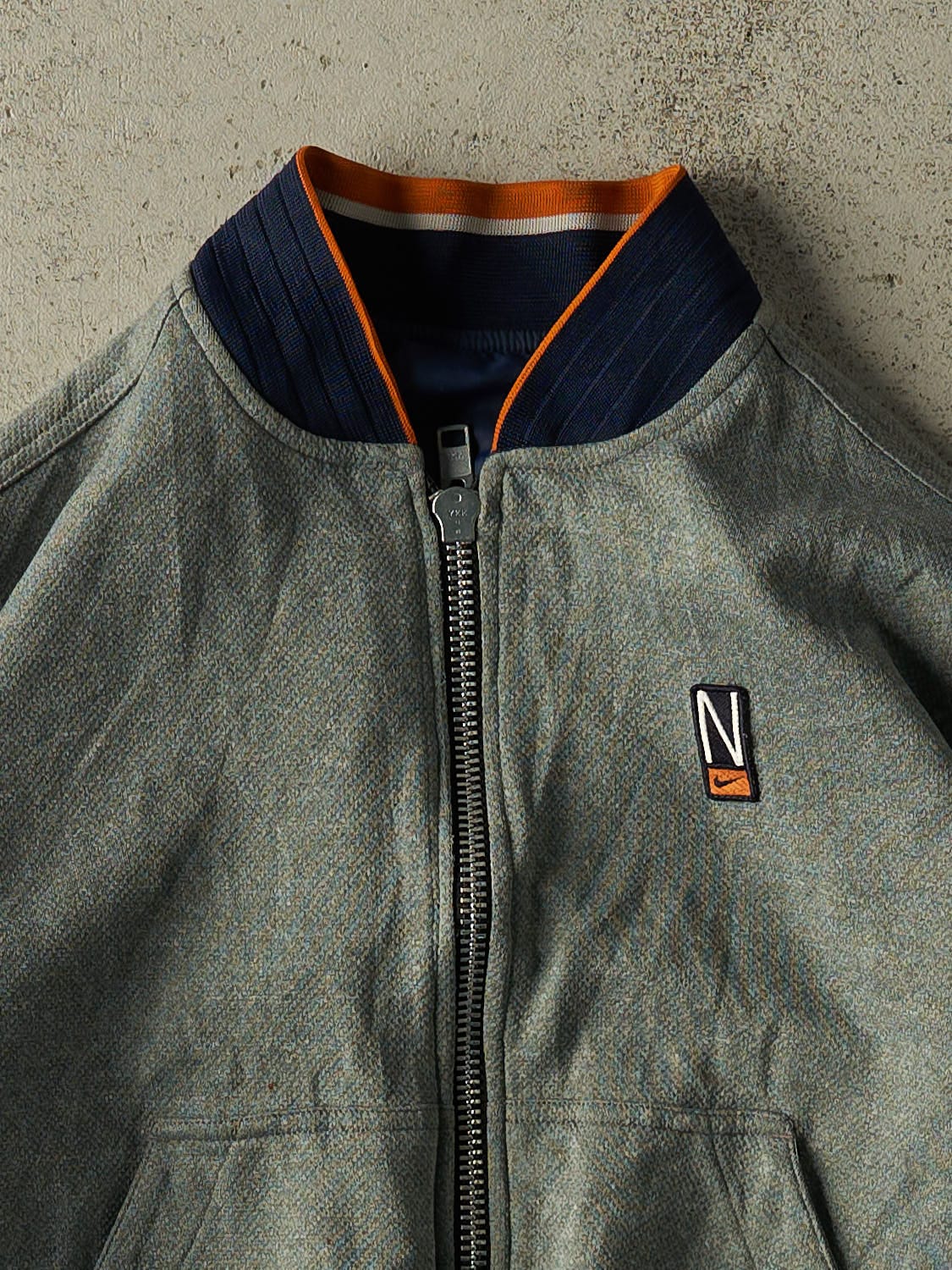 Vintage Y2K Navy Blue Nike Reversible Bomber Windbreaker Jacket (XS/S)