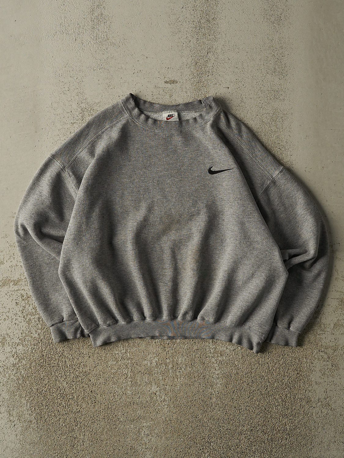 Vintage 90s Grey Nike Embroidered Swoosh Crewneck (S/M)