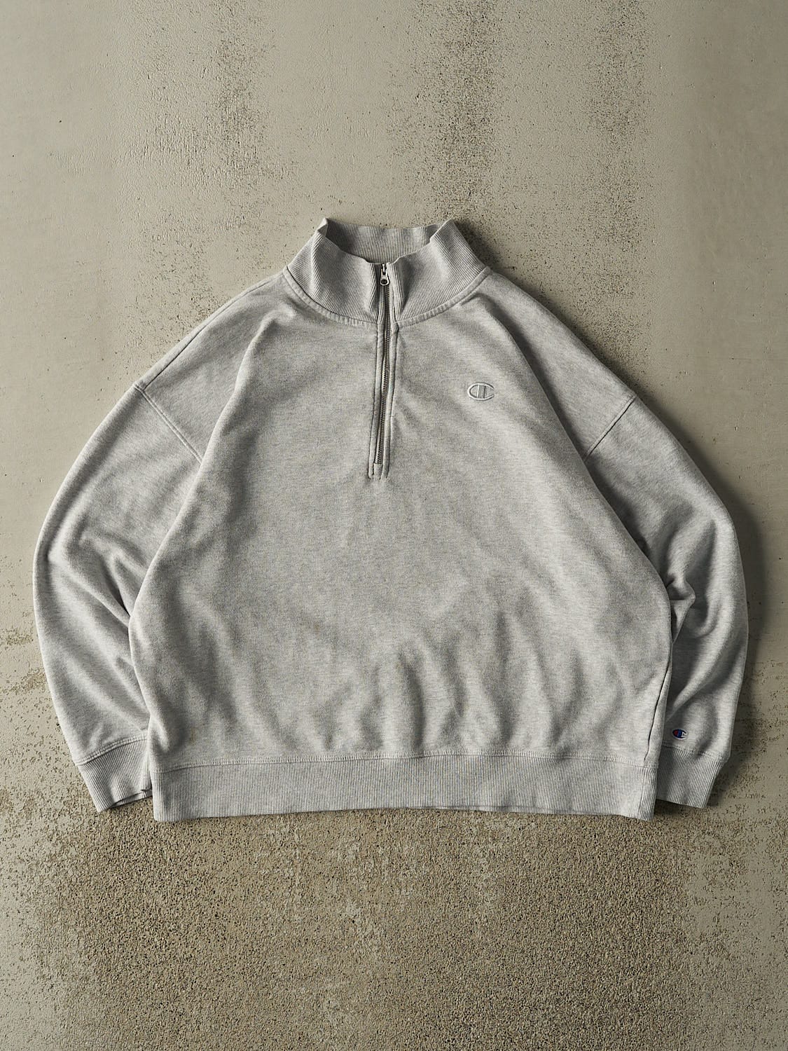 Vintage Y2K Heather Grey Champion Tonal Quarter Zip Sweater (M/L)