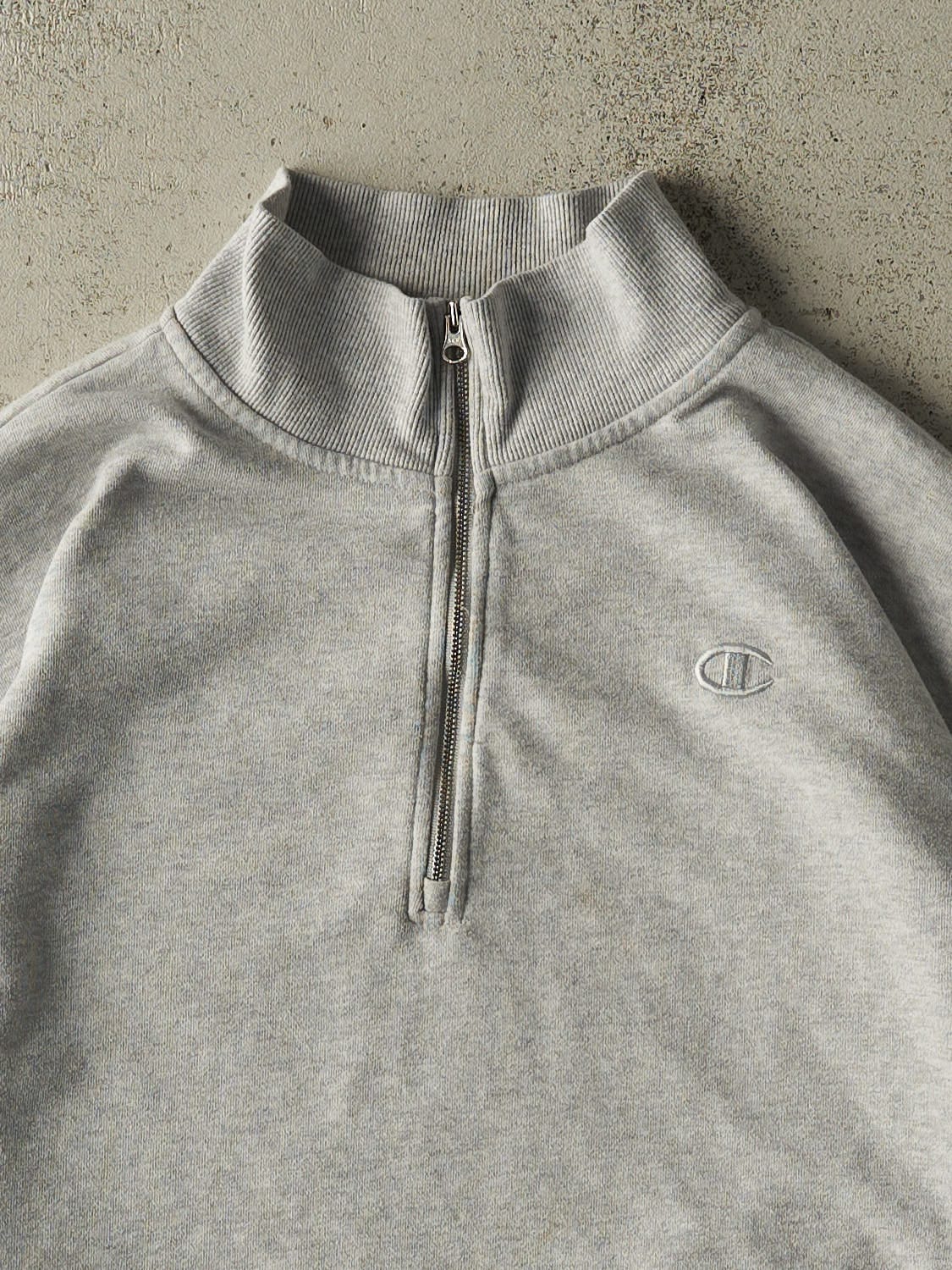 Vintage Y2K Heather Grey Champion Tonal Quarter Zip Sweater (M/L)