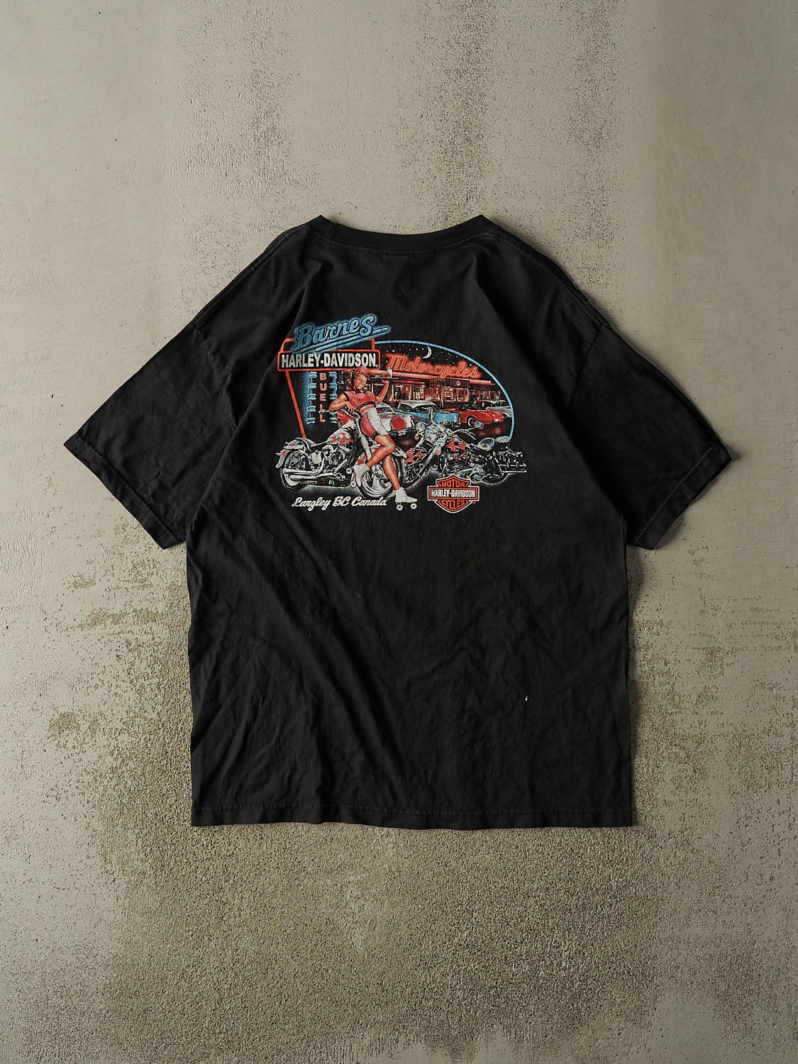 Vintage Y2K Black Harley Davidson Langley BC Tee (XL)