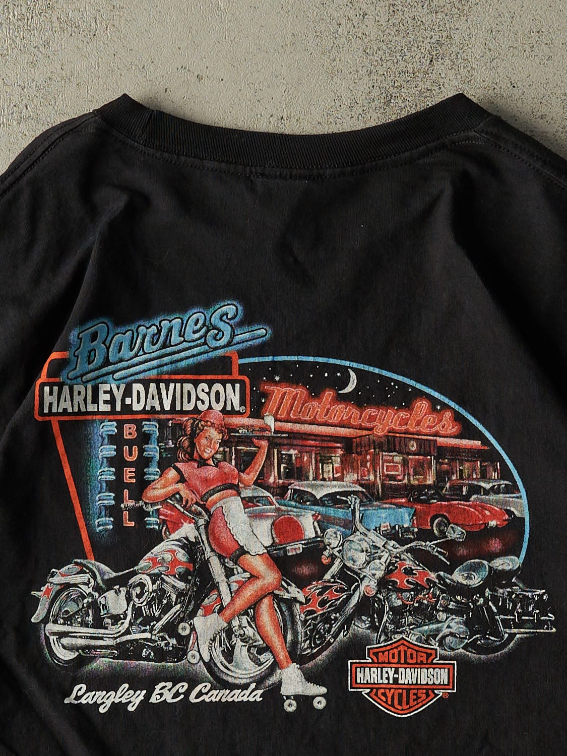 Vintage Y2K Black Harley Davidson Langley BC Tee (XL)