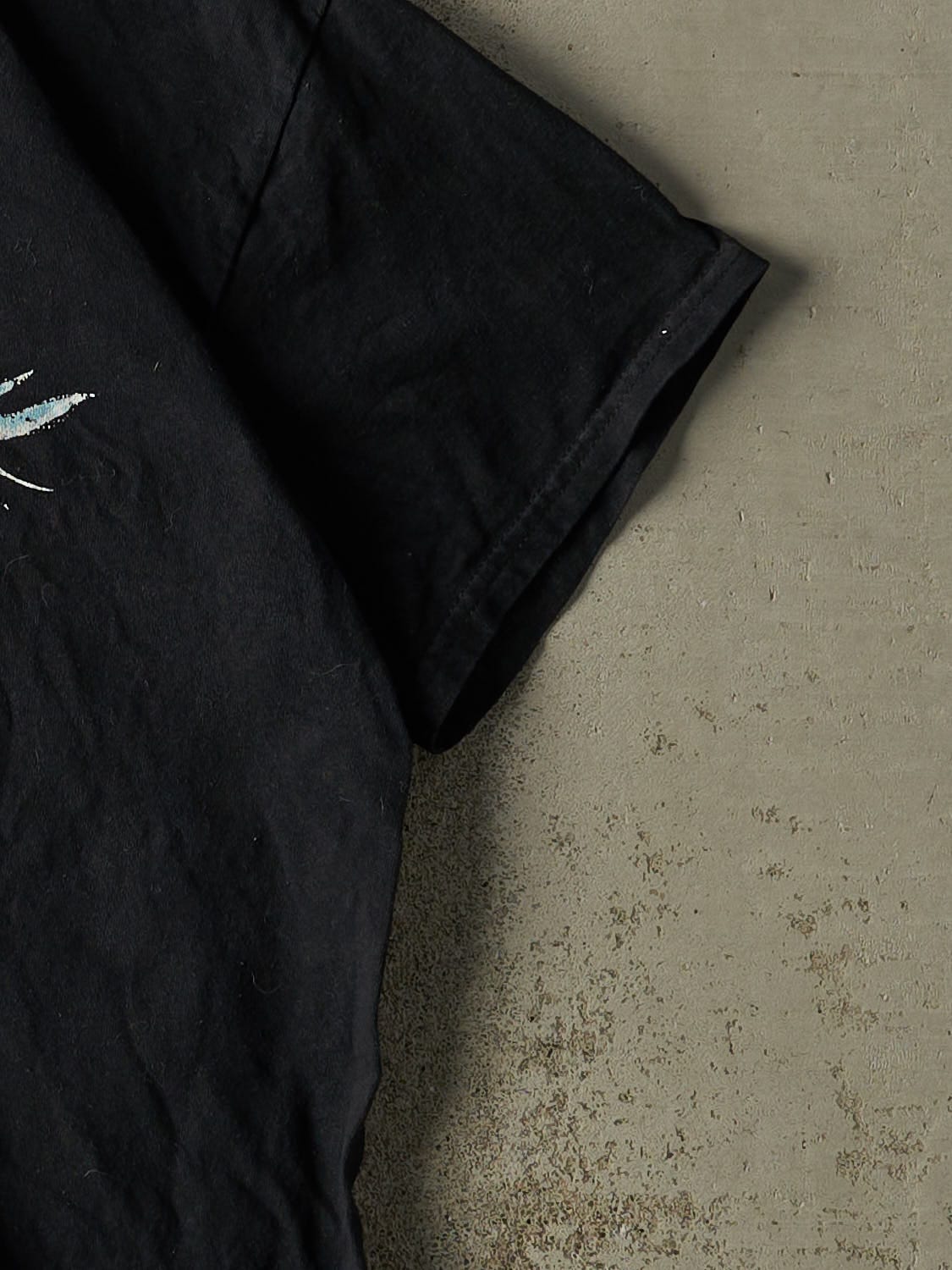 Vintage Y2K Black Skull Flame Graphic Tee (L/XL)