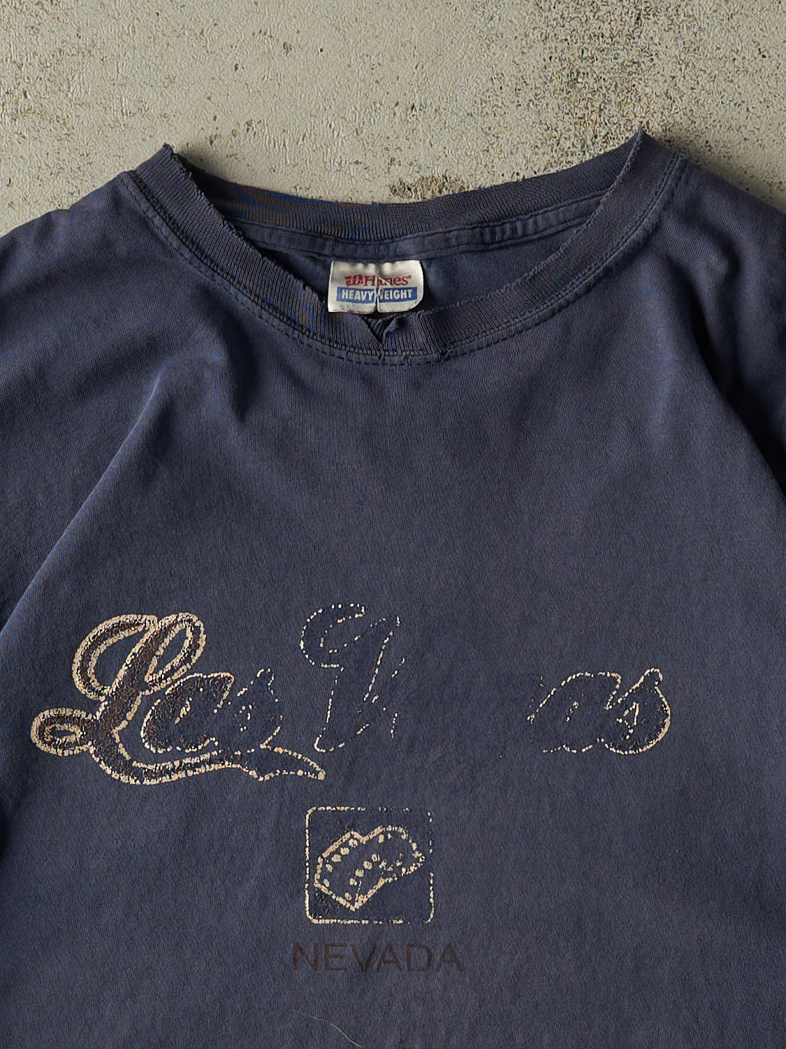 Vintage Y2K Faded Navy Blue Las Vegas Nevada Tee (L/XL)