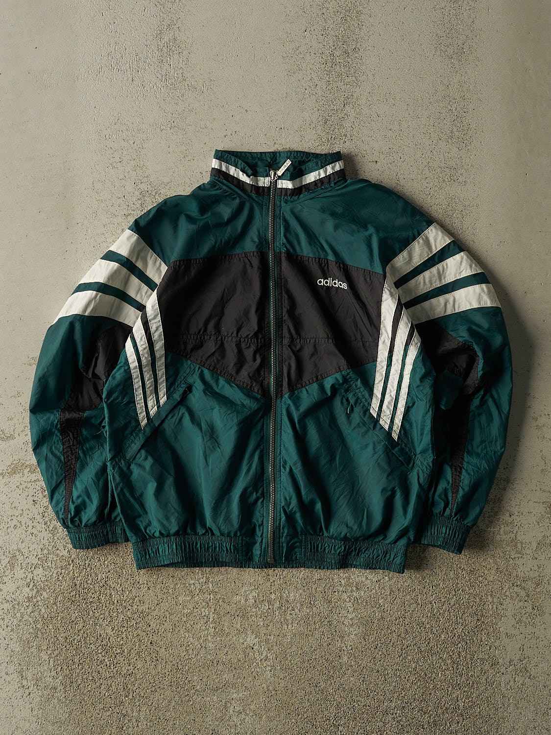 Vintage 90s Green Adidas Embroidered Windbreaker Jacket (XS/S)