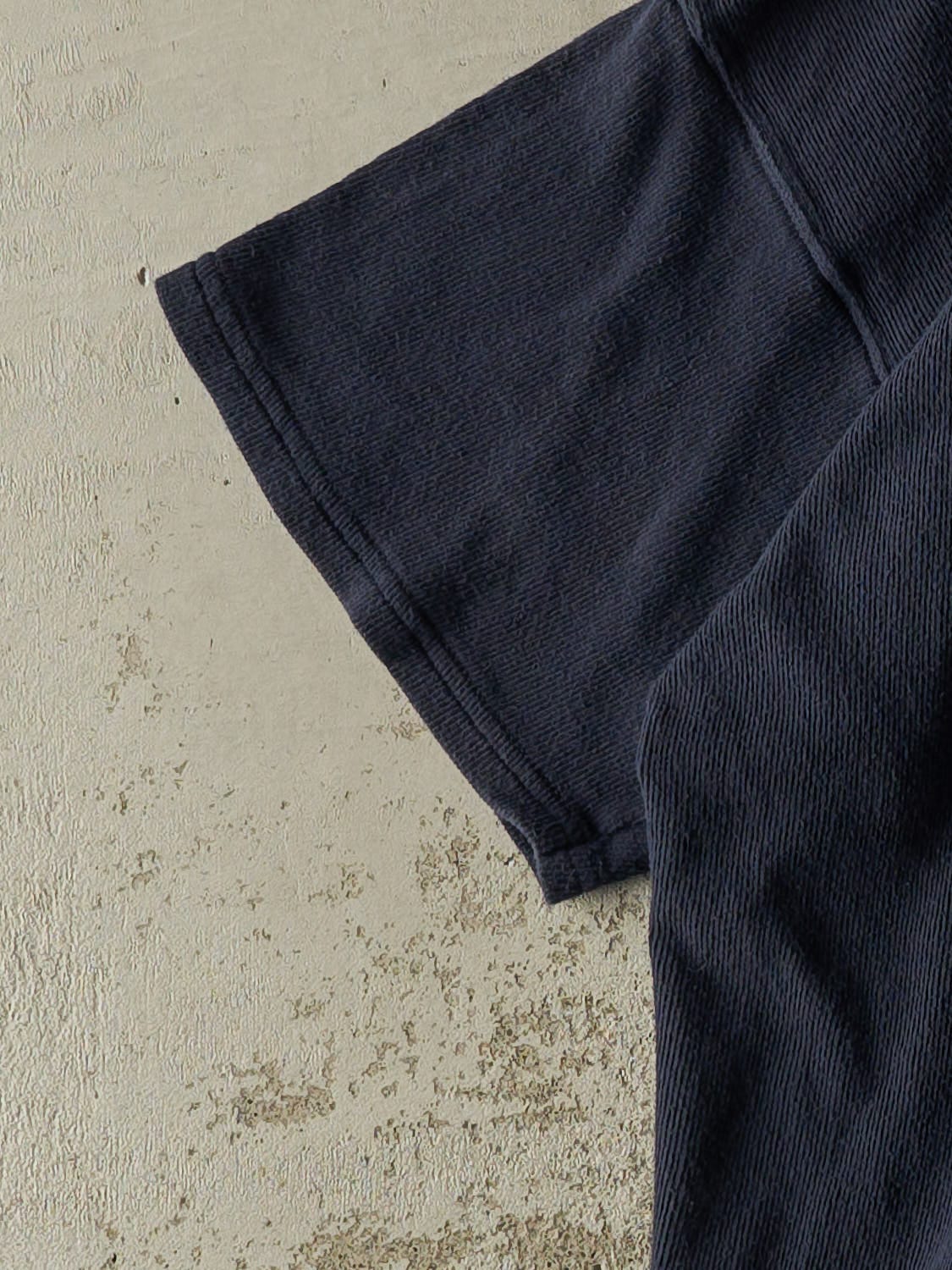 Vintage 90s Navy Blue Discus Athletic Quarter Button Tee (L/XL)