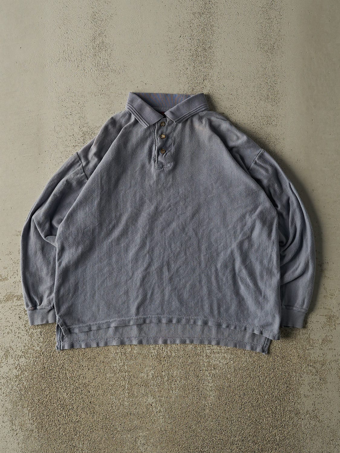 Vintage 90s Blue Quarter Button Faded Glory Long Sleeve (S/M)