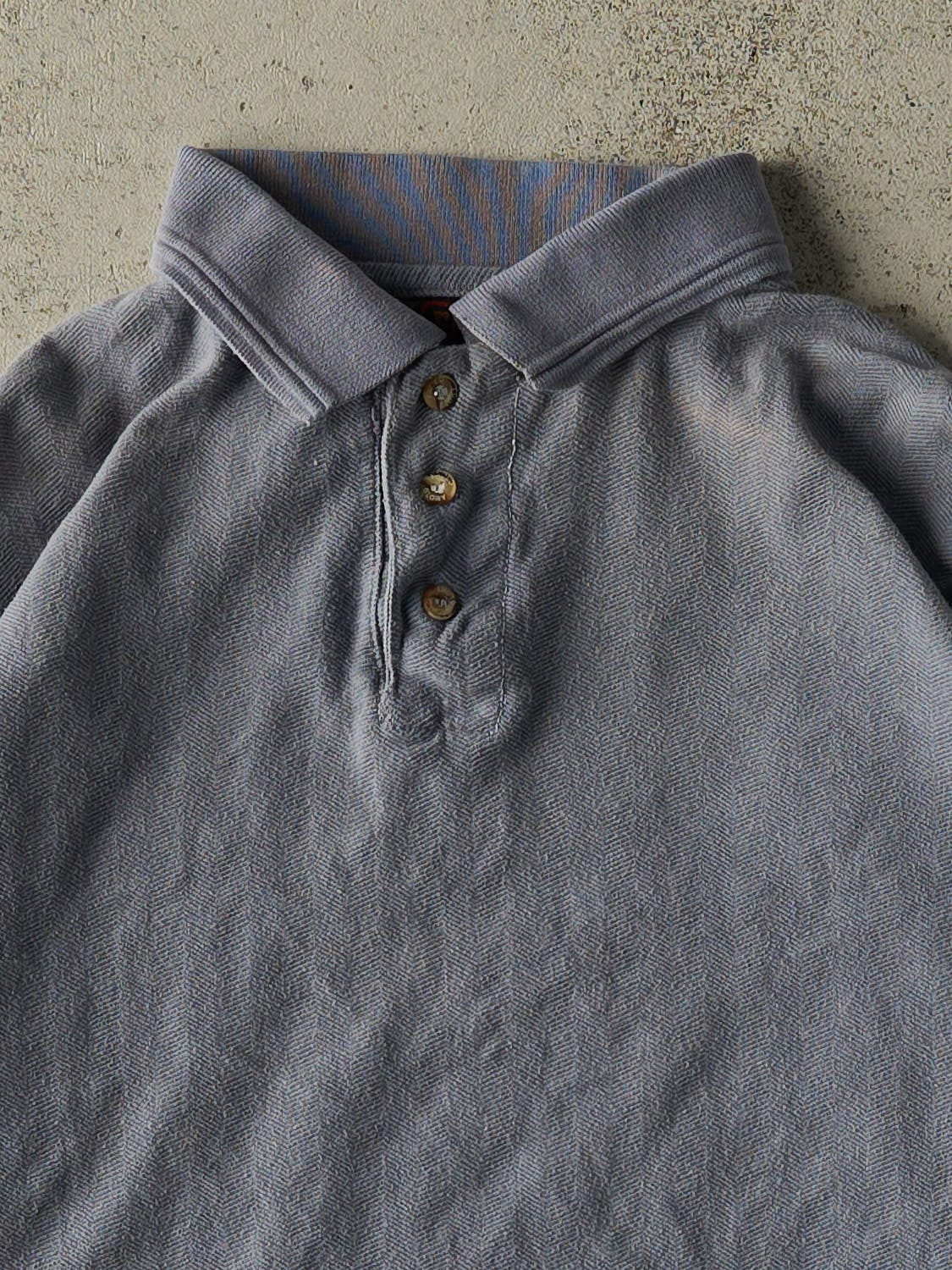 Vintage 90s Blue Quarter Button Faded Glory Long Sleeve (S/M)