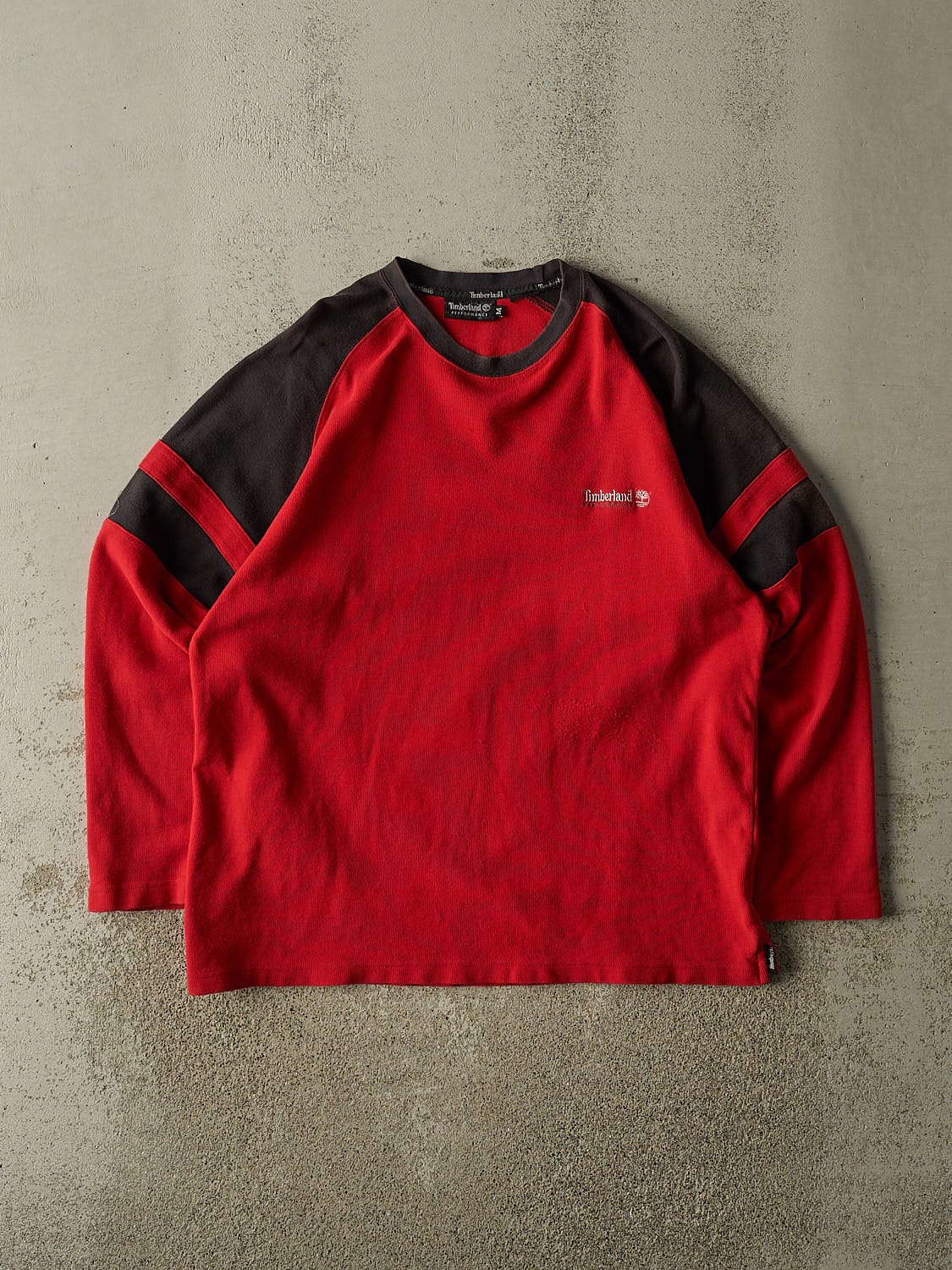 Vintage Y2K Red Timberland Textured Long Sleeve (L/XL)