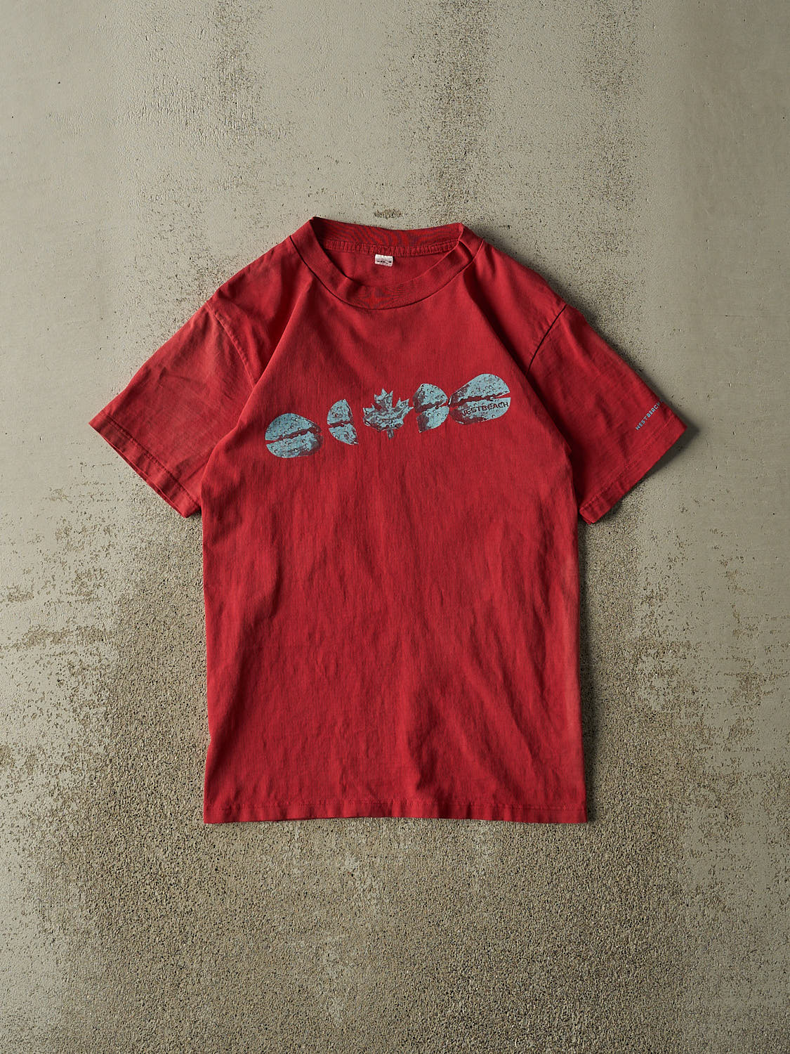 Vintage Y2K Sun Faded Red Westbeach Boarding Tee (XXS/XS)
