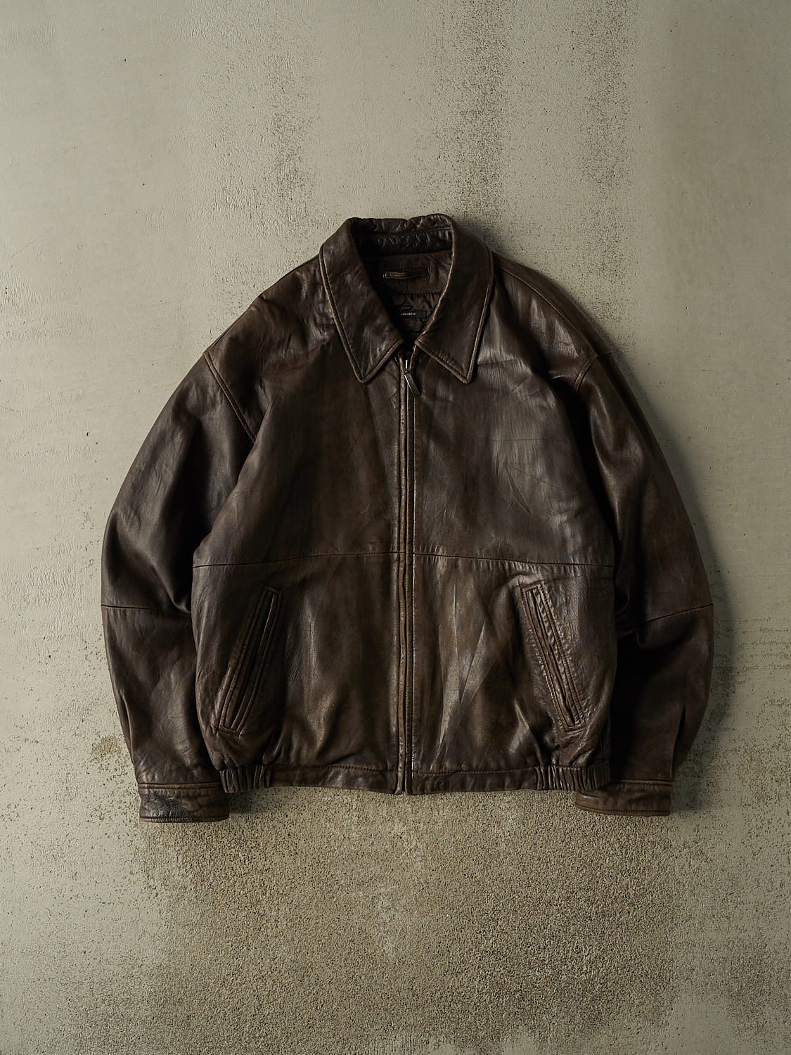 Vintage 90s Brown Leather Jacket (XL)