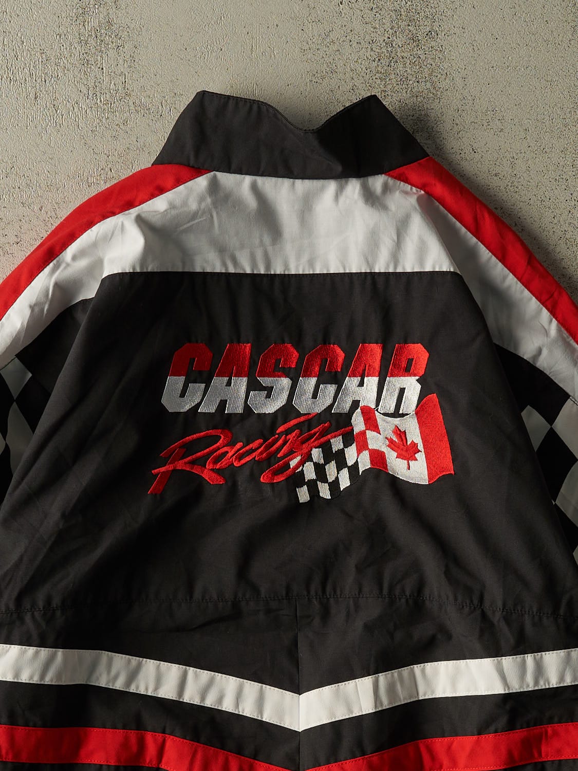 Vintage 90s Black Cascar Racing Embroidered Jacket (L/XL)