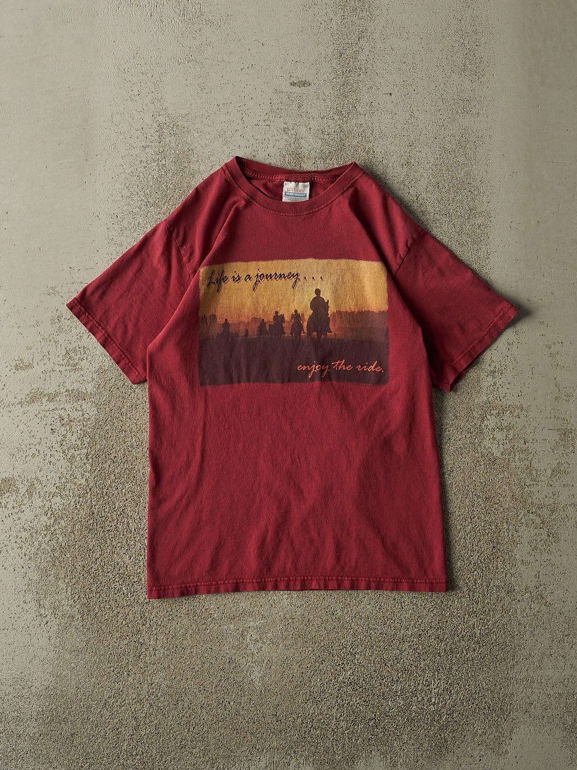 Vintage Y2K Red "Enjoy The Ride" Tee (S/M)