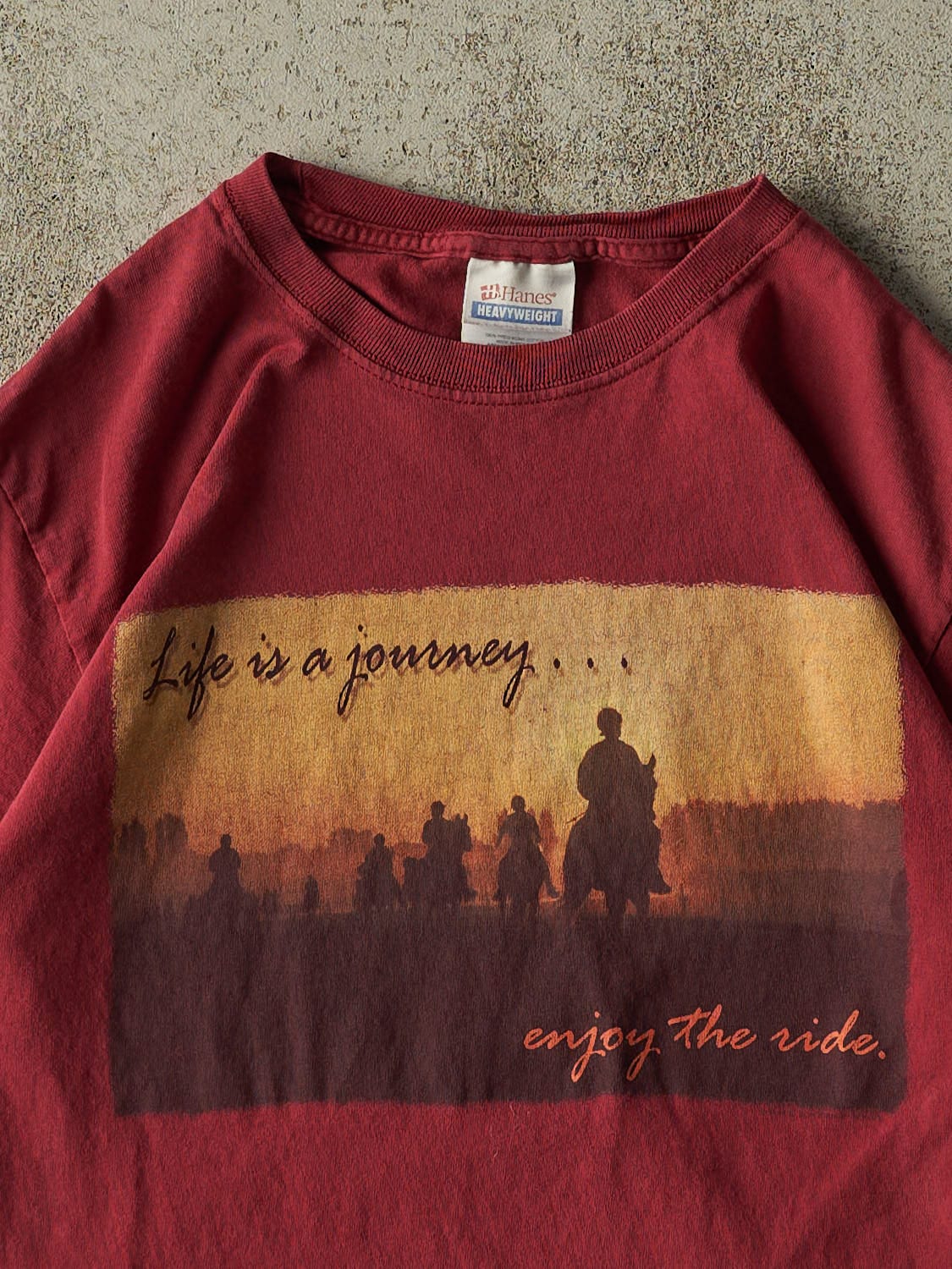 Vintage Y2K Red "Enjoy The Ride" Tee (S/M)