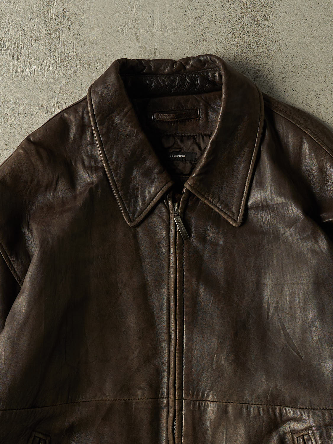 Vintage 90s Brown Leather Jacket (XL)