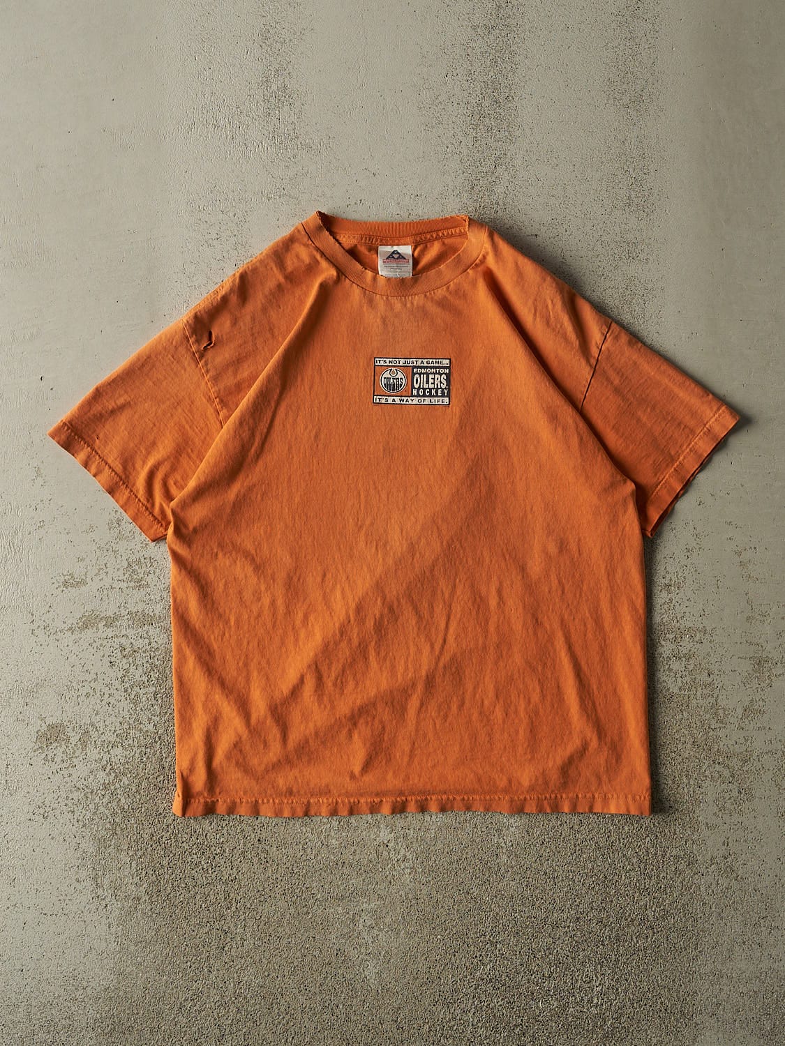 Vintage Y2K Orange Edmonton Oilers "It's Not Just A Game" Tee (L/XL)