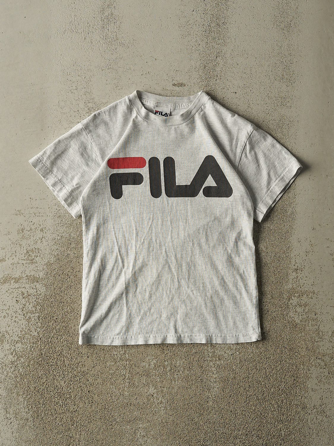 Vintage 90s Heather Grey Fila Logo Baby Tee (XS/S)