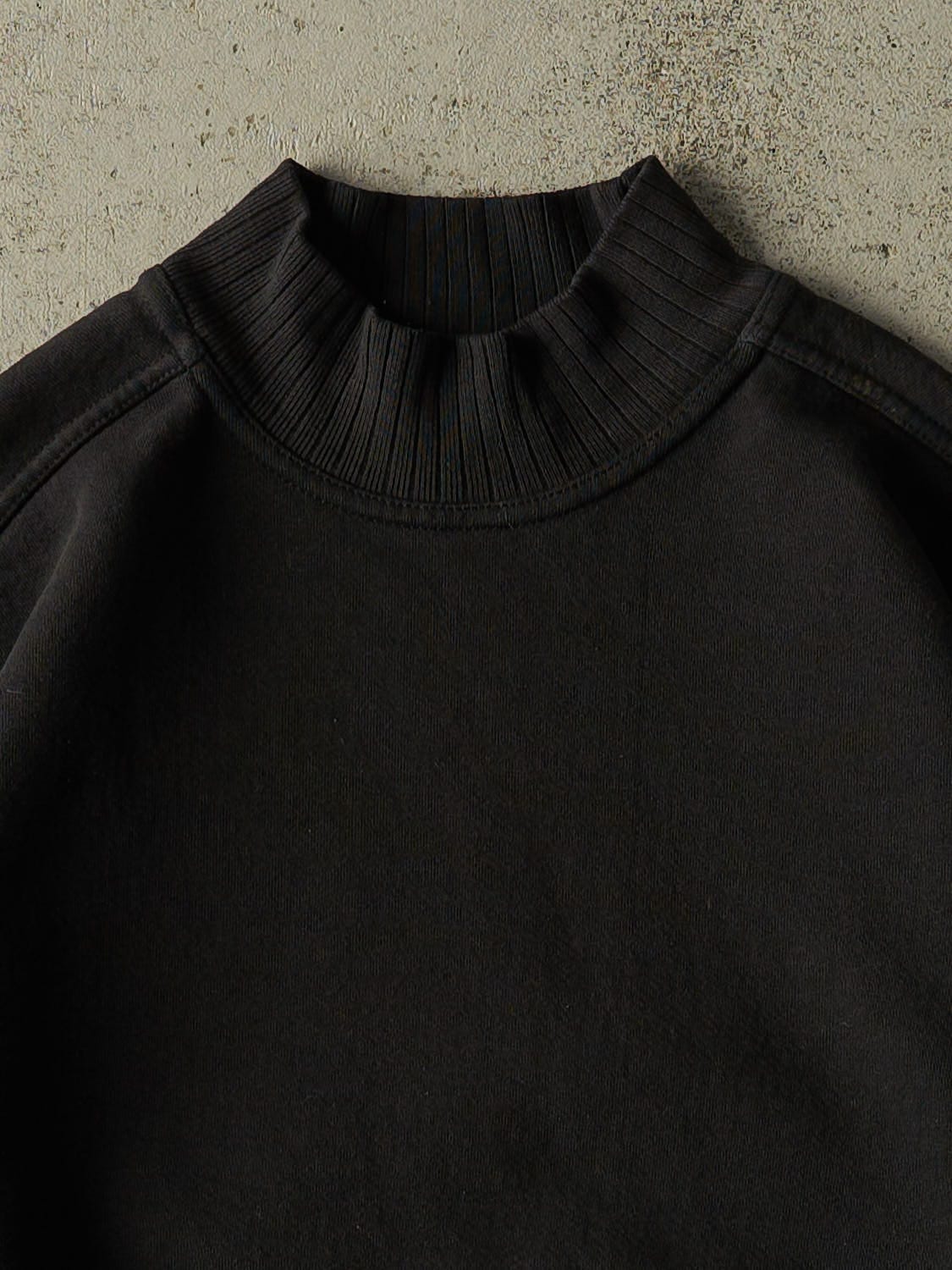 Vintage 90s Black Russell Athletic Mock Neck Boxy Sweater (S/M)