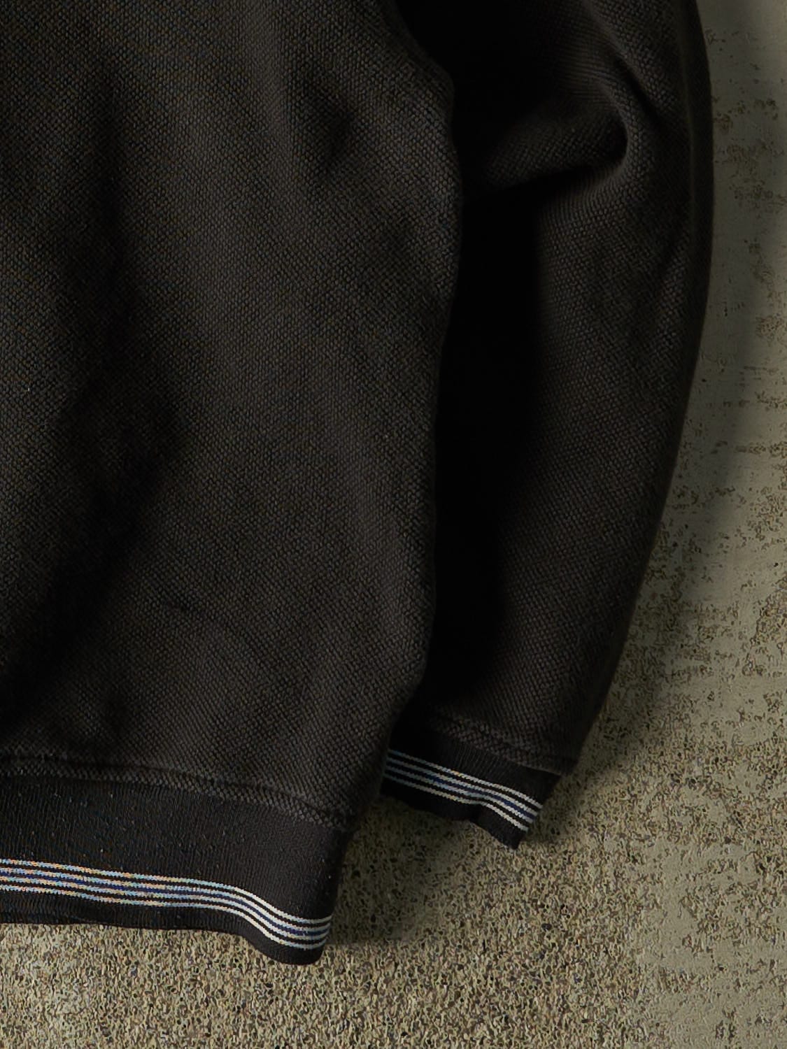 Vintage 90s Black Quarter Button Crewneck (L/XL)