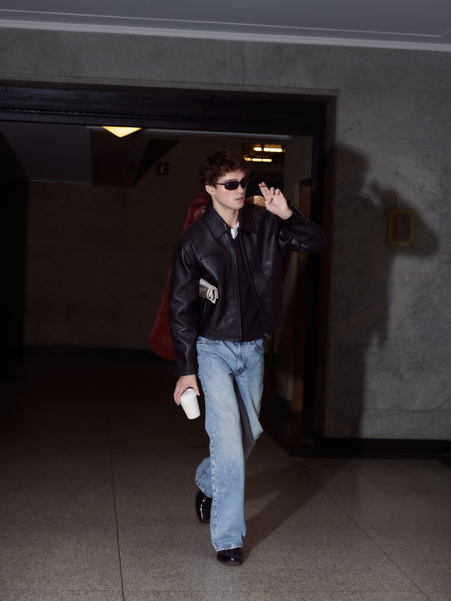 Everyday Boxy Leather Jacket - Solid Black