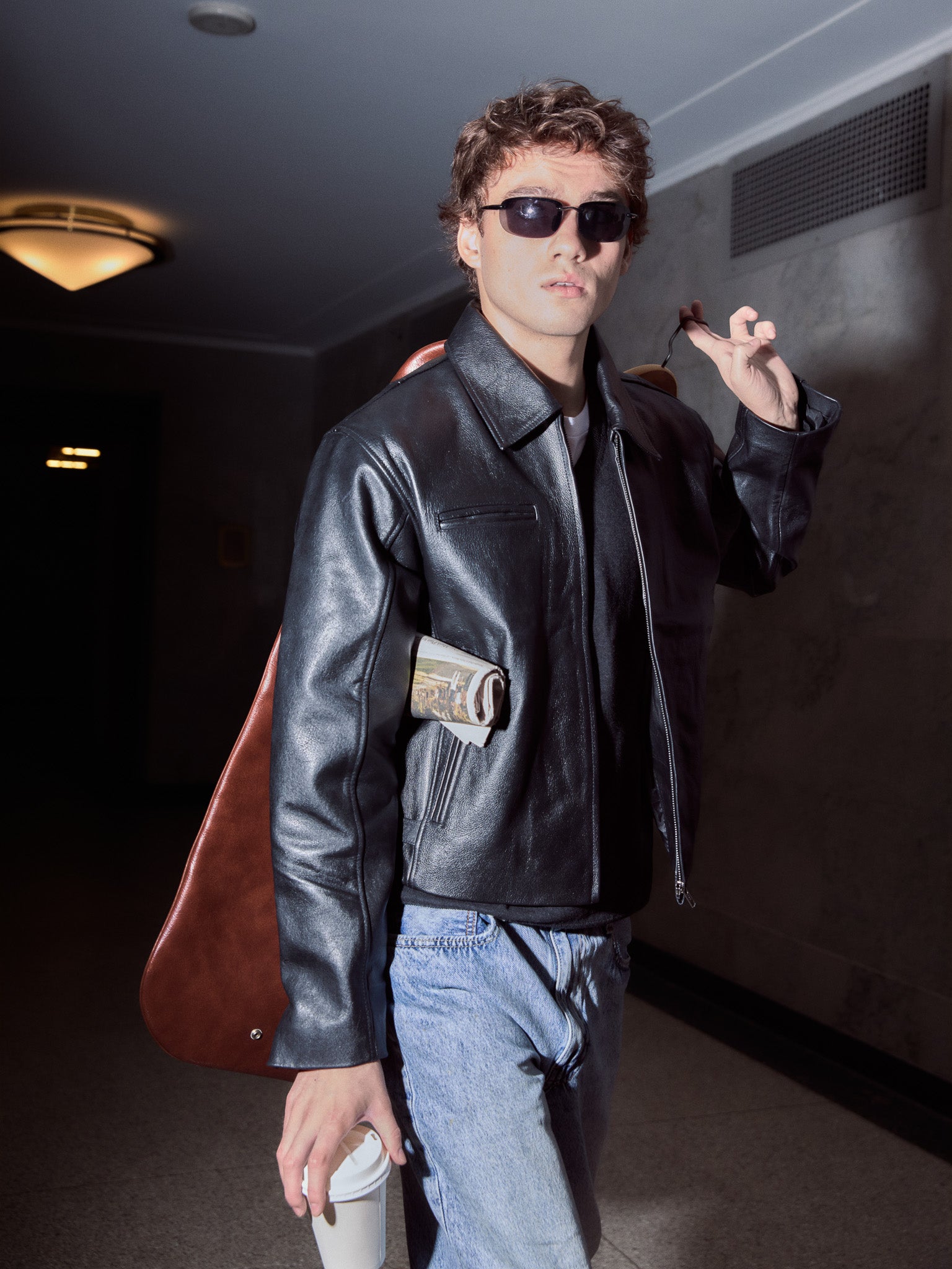 Everyday Boxy Leather Jacket - Solid Black