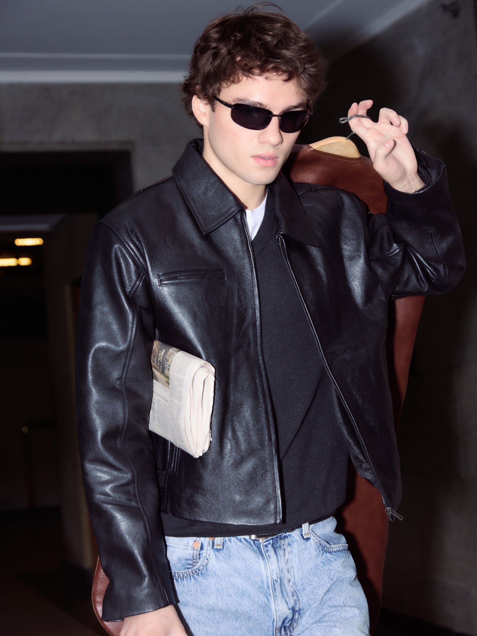 Everyday Boxy Leather Jacket - Solid Black