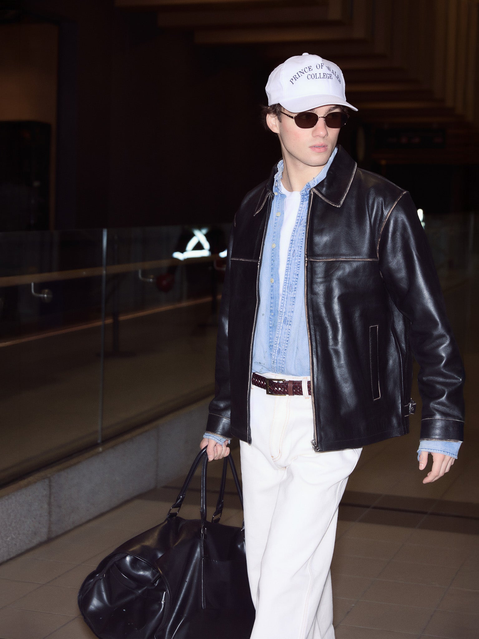 The 90s Cut Leather Jacket - Solid Black