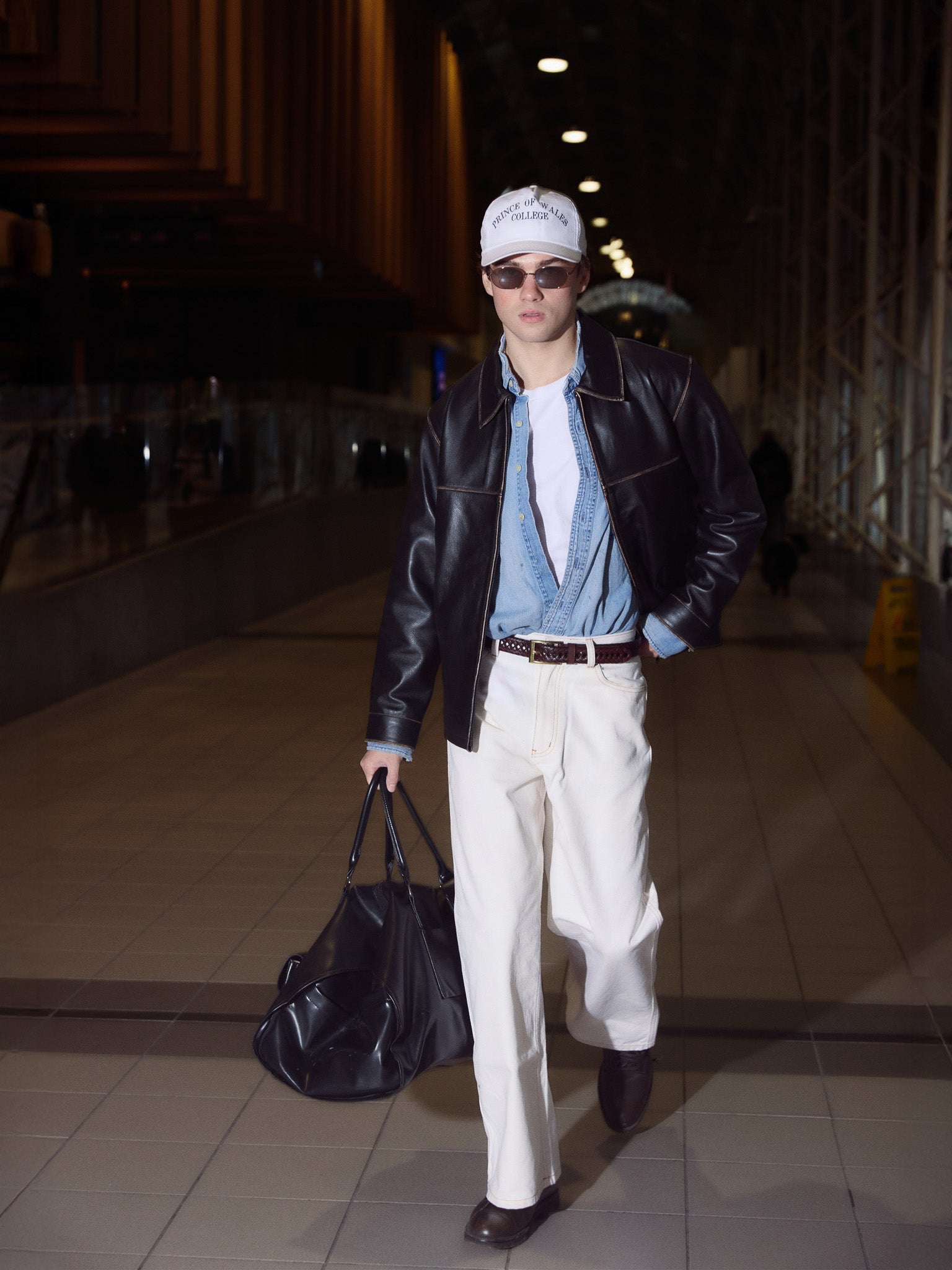 The 90s Cut Leather Jacket - Solid Black