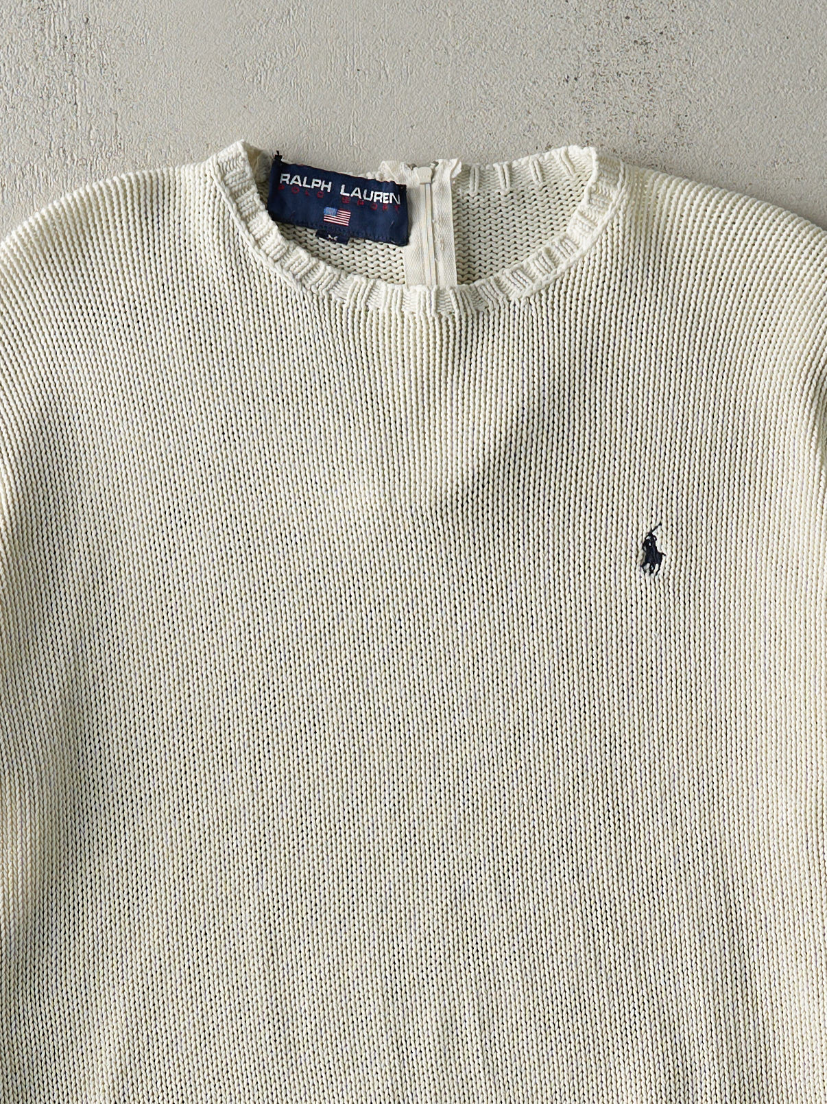 Vintage 90s Beige Ralph Lauren Polo Knit Pullover (M)