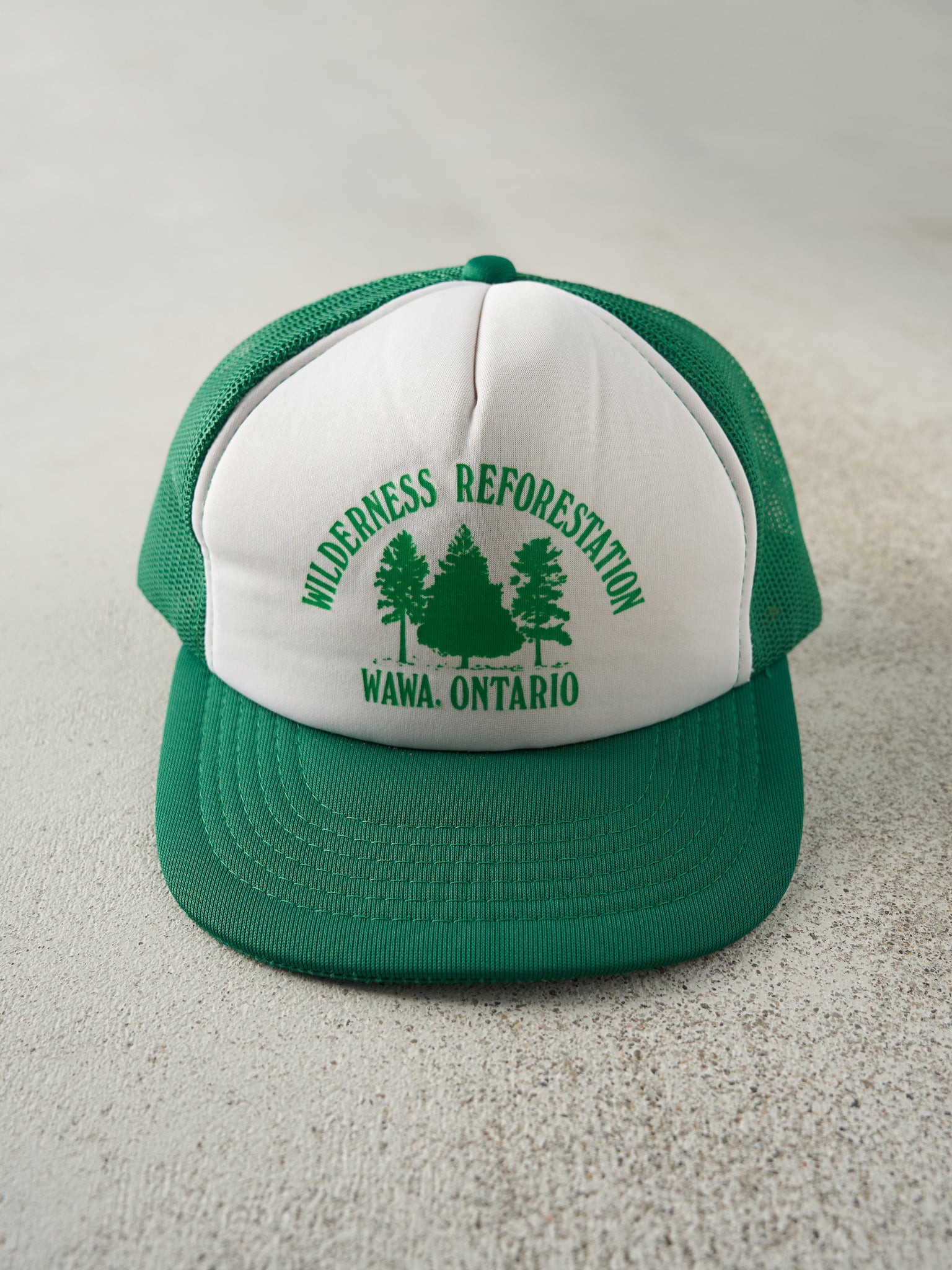 Vintage 90s Green & White Wilderness Reforestation Foam Trucker Hat