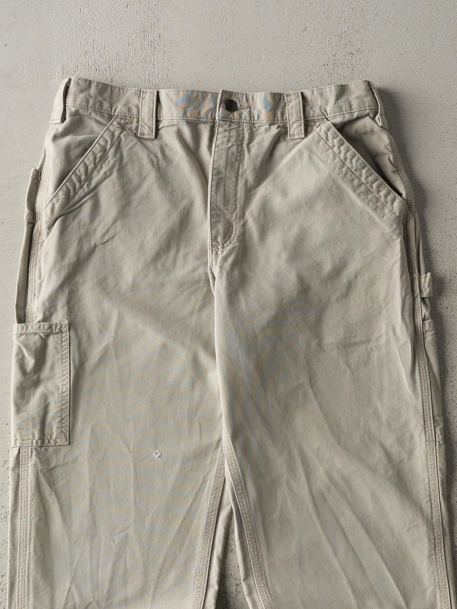 Vintage Y2K Beige Dungaree Fit Carhartt Lightweight Carpenter Pants (35x31.5)