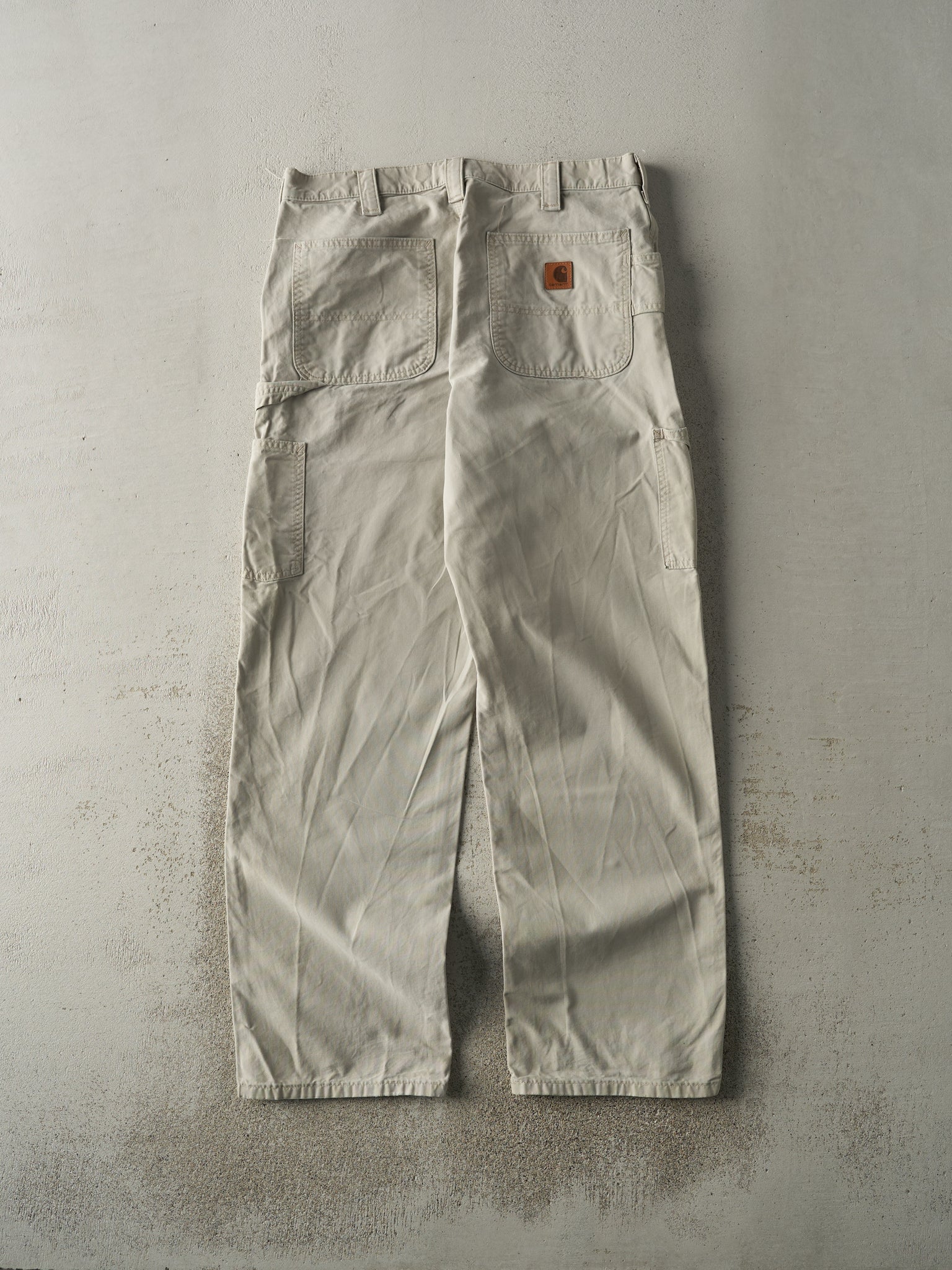 Vintage Y2K Beige Dungaree Fit Carhartt Lightweight Carpenter Pants (35x31.5)