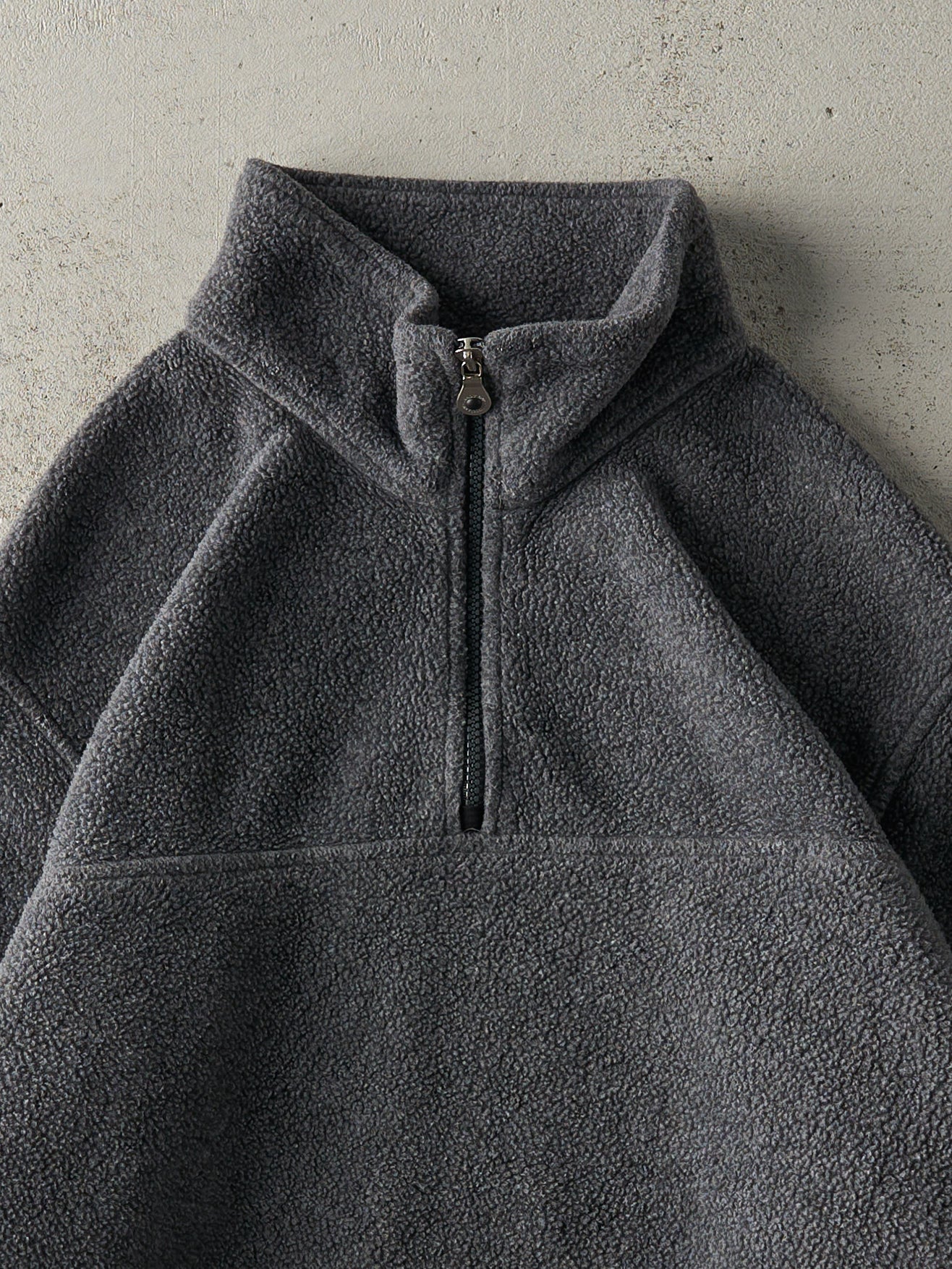 Vintage 90s Charcoal Grey Fleece Quarter Zip Sweatshirt (L)