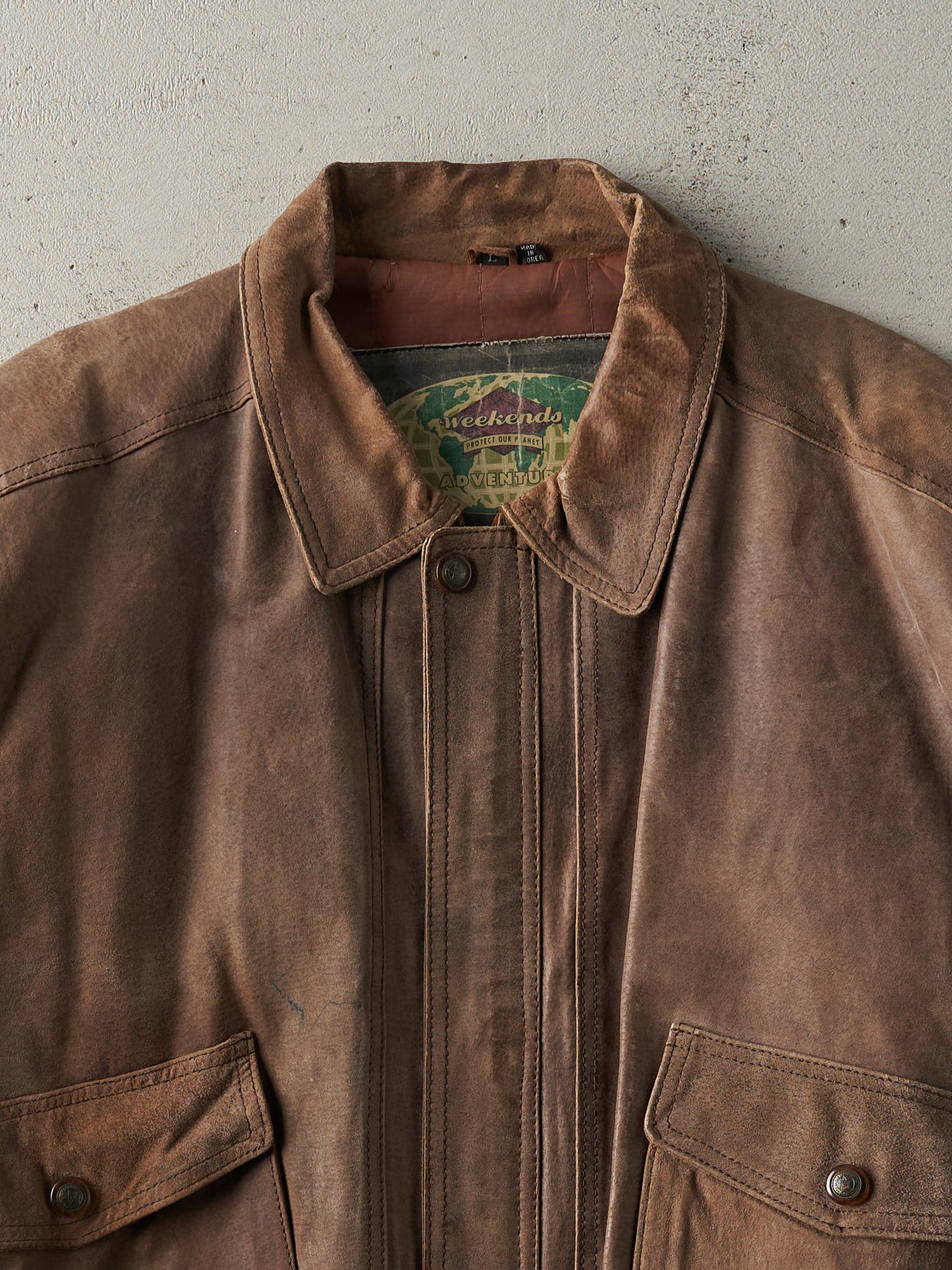 Vintage 80s Brown Weekends Adventure Leather Jacket (M)