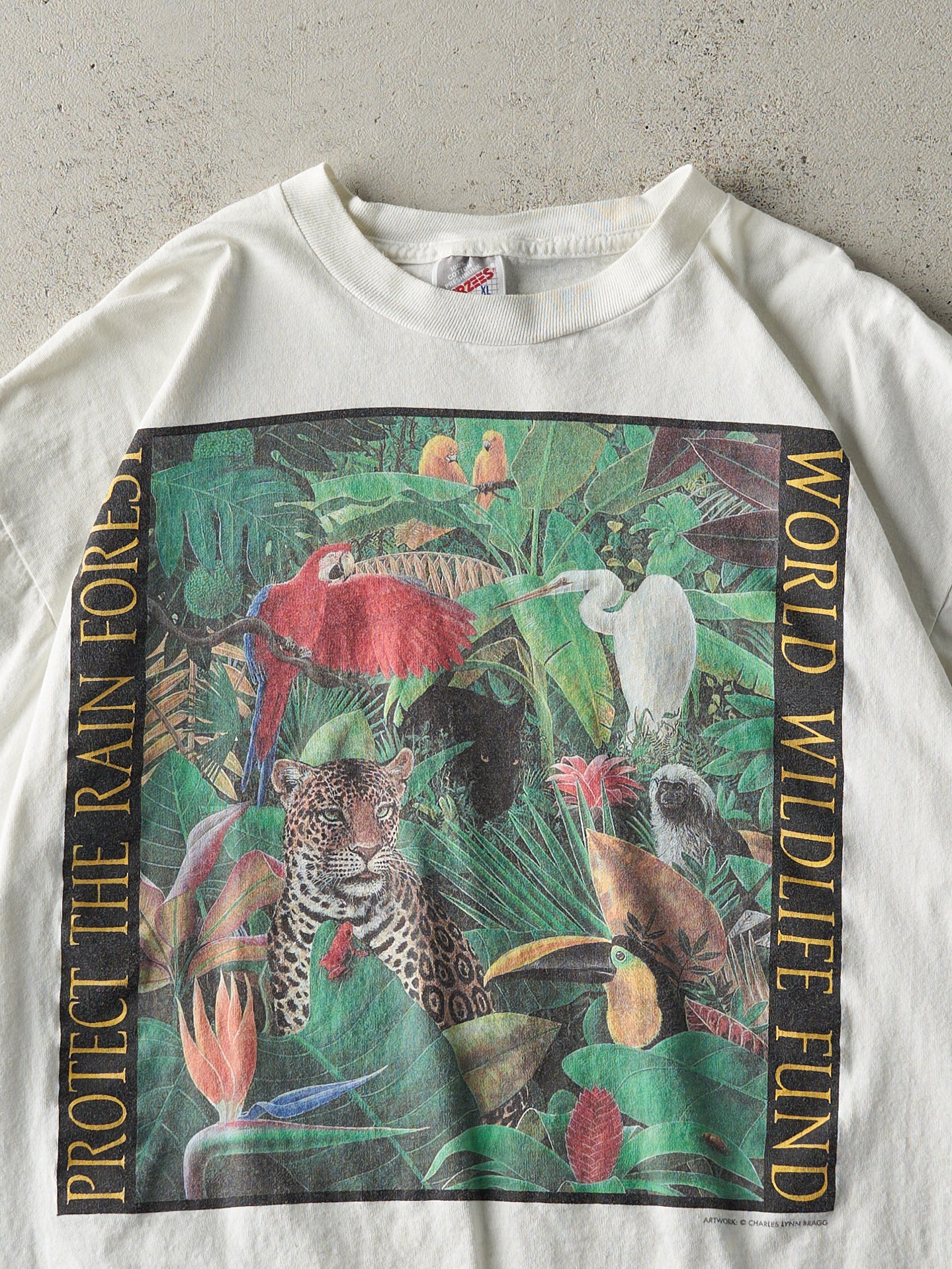 Vintage 90s White WWF Protect The Rain Forest Tee (M) – Rebalance 