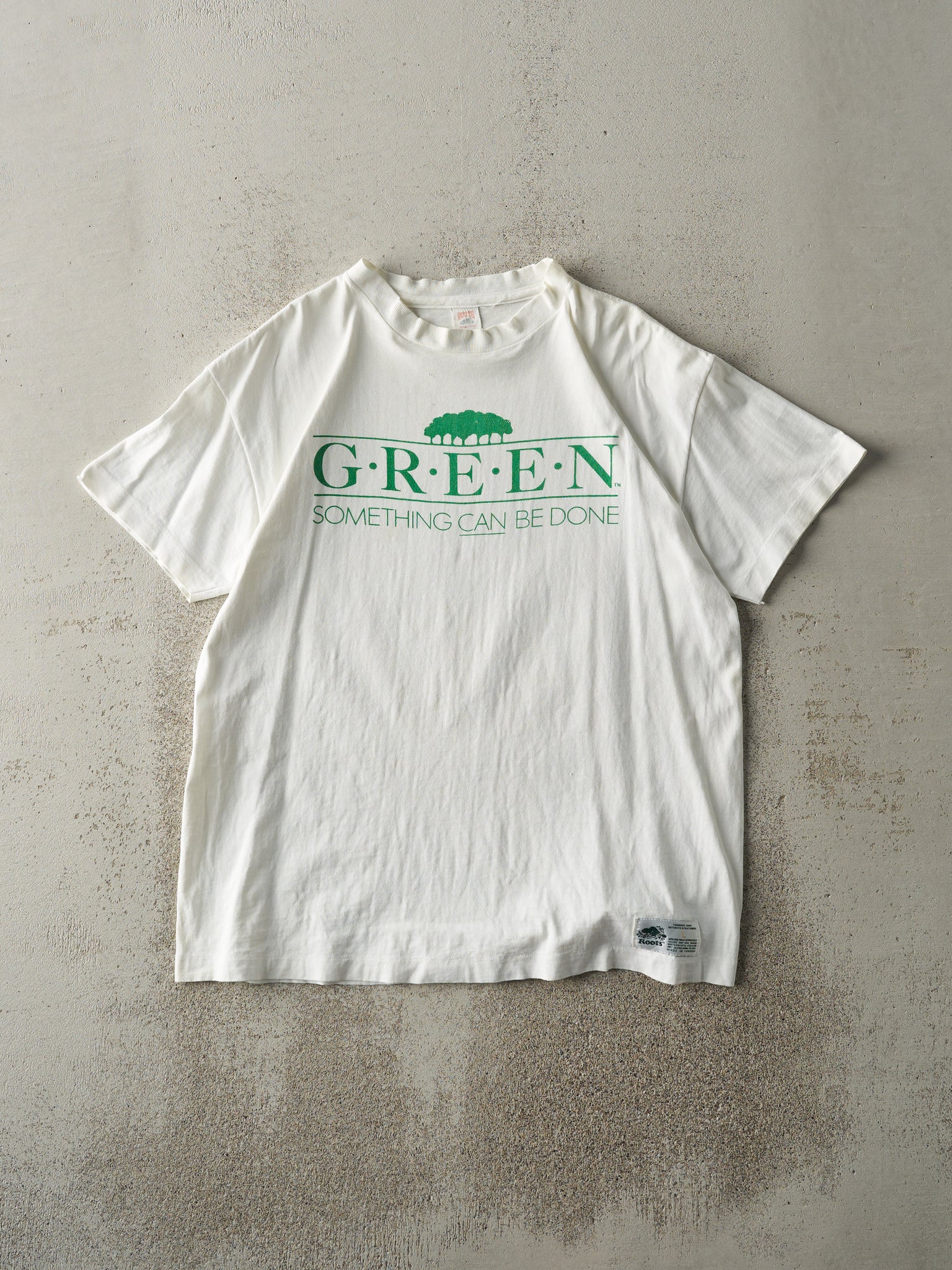Vintage 90s White Something Can Be Done Single Stitch Tee (M)