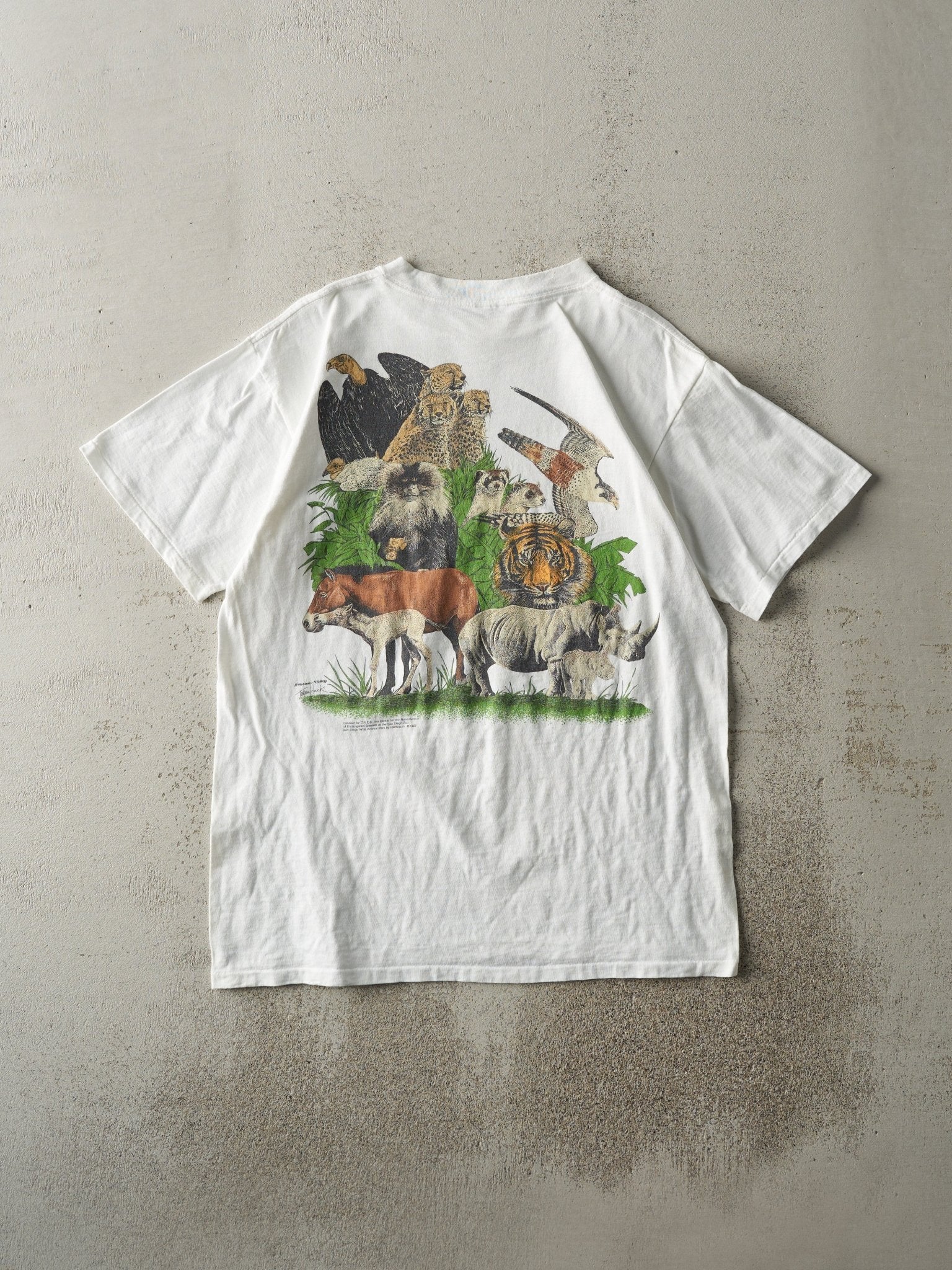 Vintage 87' White San Diego Zoo C.R.E.S. Single Stitch Tee (M)