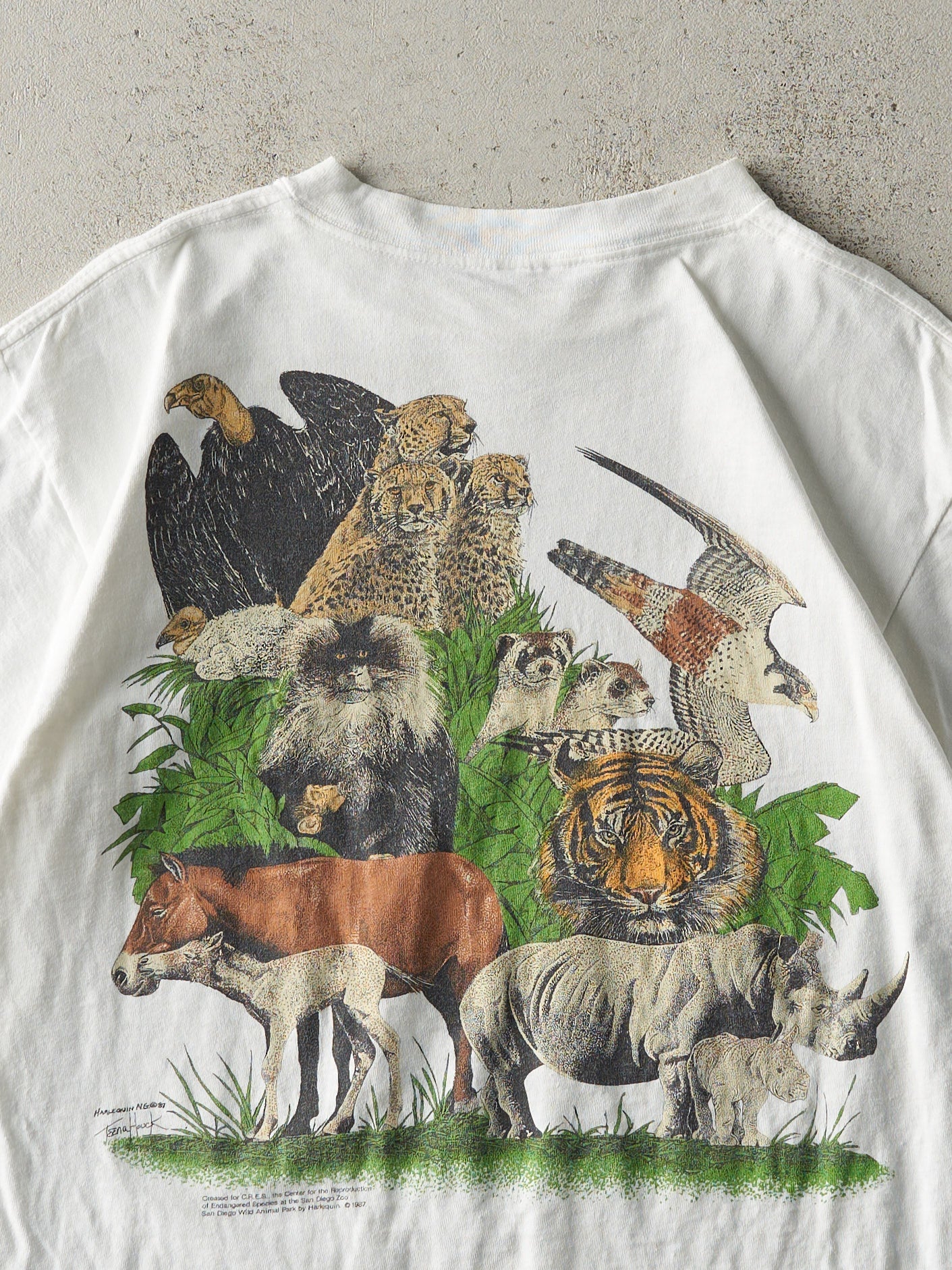 Vintage 87' White San Diego Zoo C.R.E.S. Single Stitch Tee (M)
