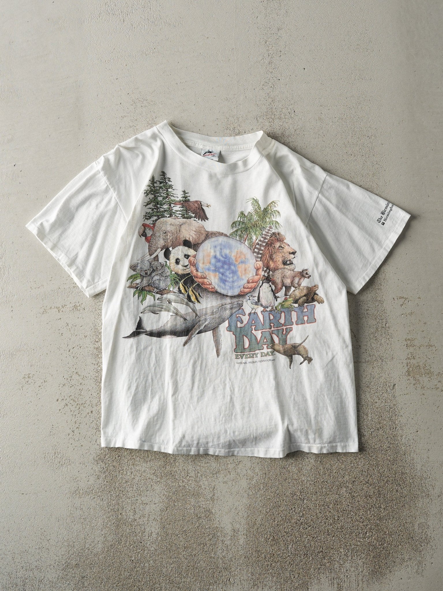 Vintage 90s White Earth Day Single Stitch Tee (S)