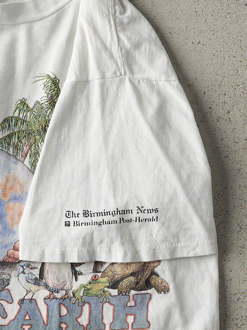 Vintage 90s White Earth Day Single Stitch Tee (S)