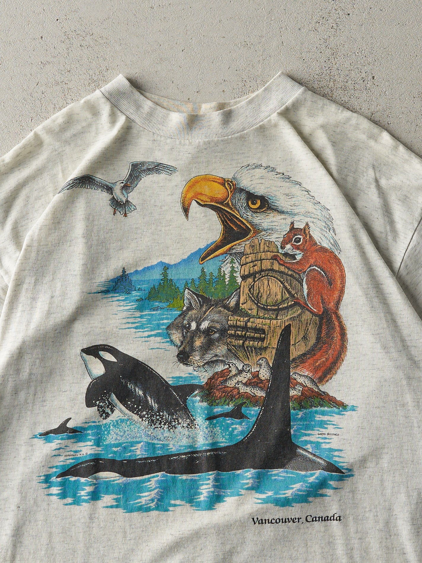 Vintage 90s Heather Grey Vancouver Canada Single Stitch Tee (M)