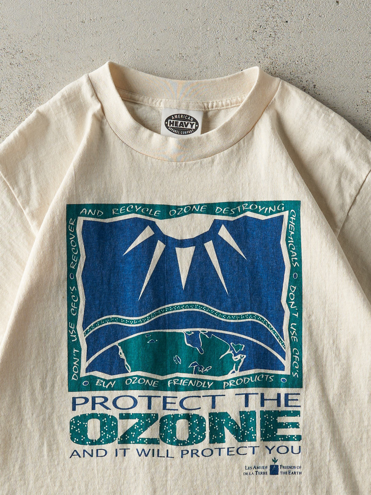 Vintage 90s Beige Protect the Ozone Single Stitch Tee (S)