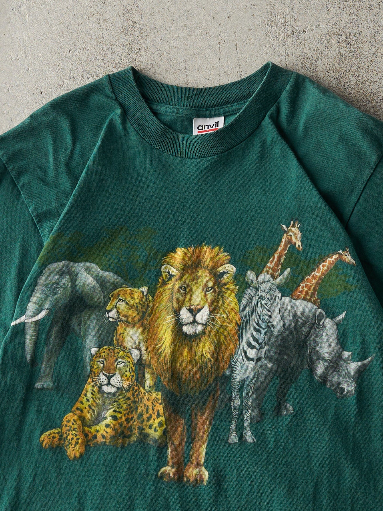 Vintage 90s Forest Green Animals Tee (XS/S)